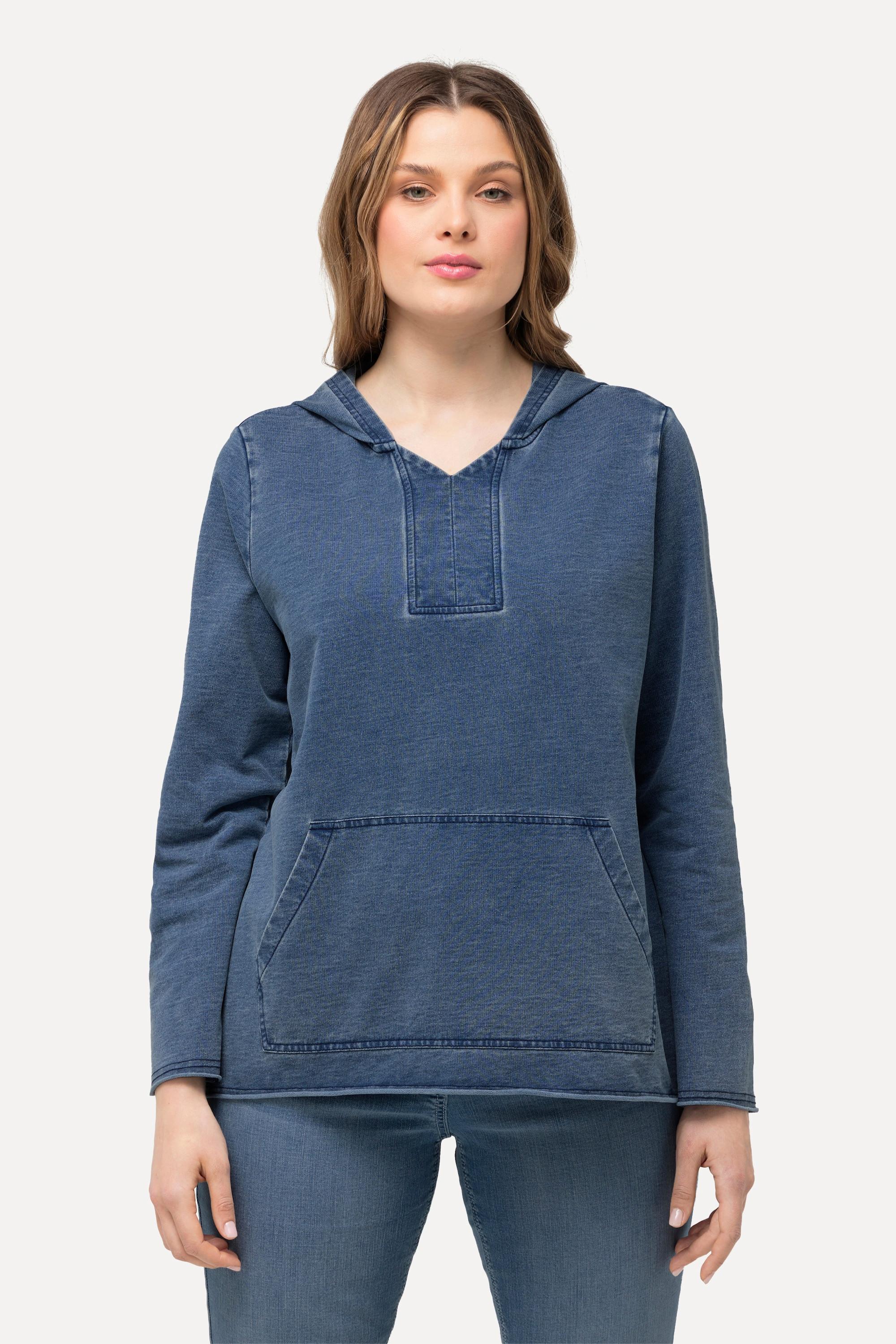 Ulla Popken Hoodie, offenkantig, Kapuze, Langarm, Kängurutasche