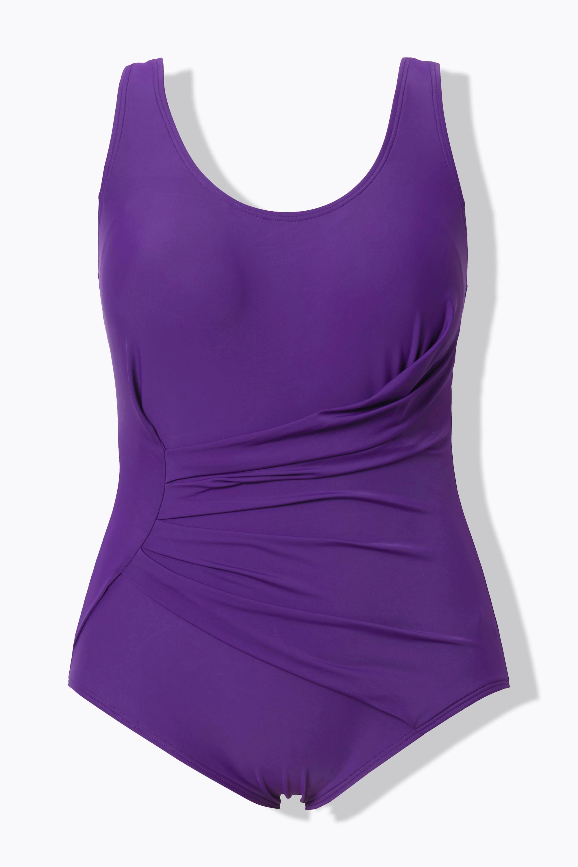 Ulla Popken Badeanzug, Raffung, Softcups, Träger verstellbar, recycelt