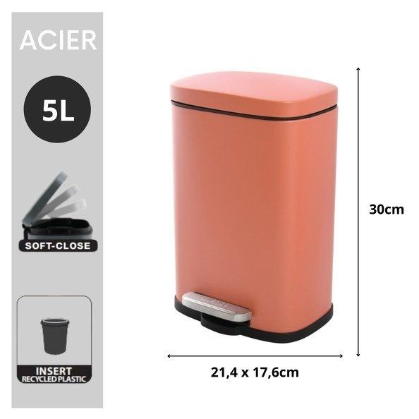spirella Badezimmer Treteimer Steel AKIRA 5L Terrakotta matt