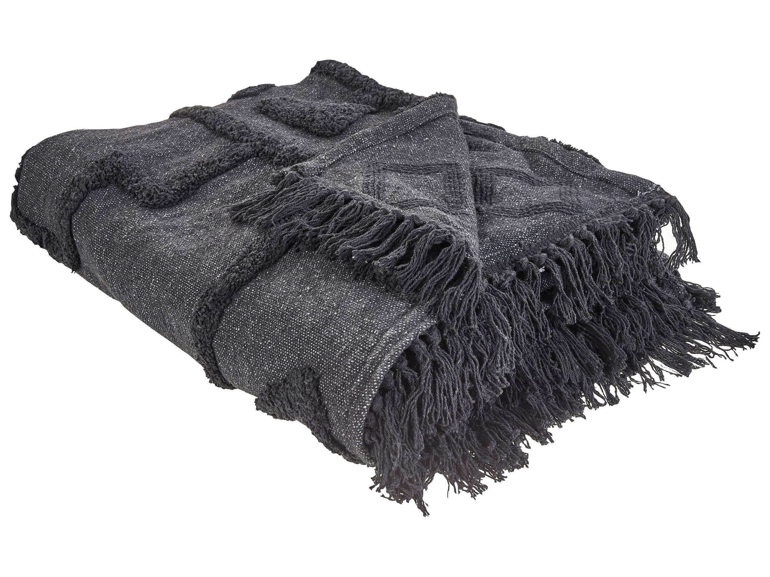 Beliani Kuscheldecke aus Baumwolle Boho CHACK