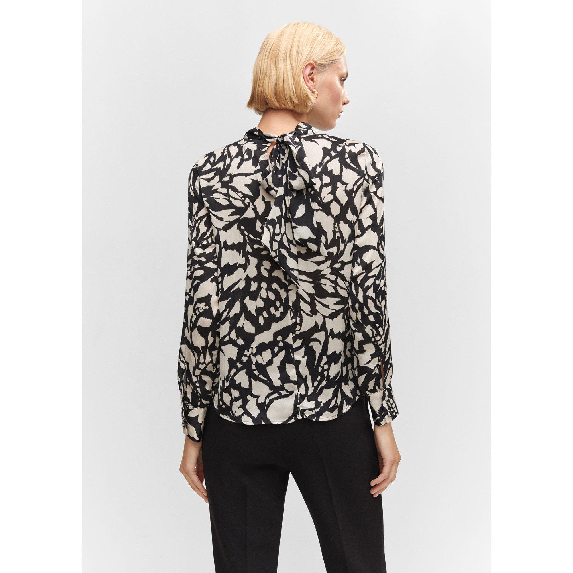 MANGO Romina Bedruckte Regular Fit Bluse mit Stehkragen