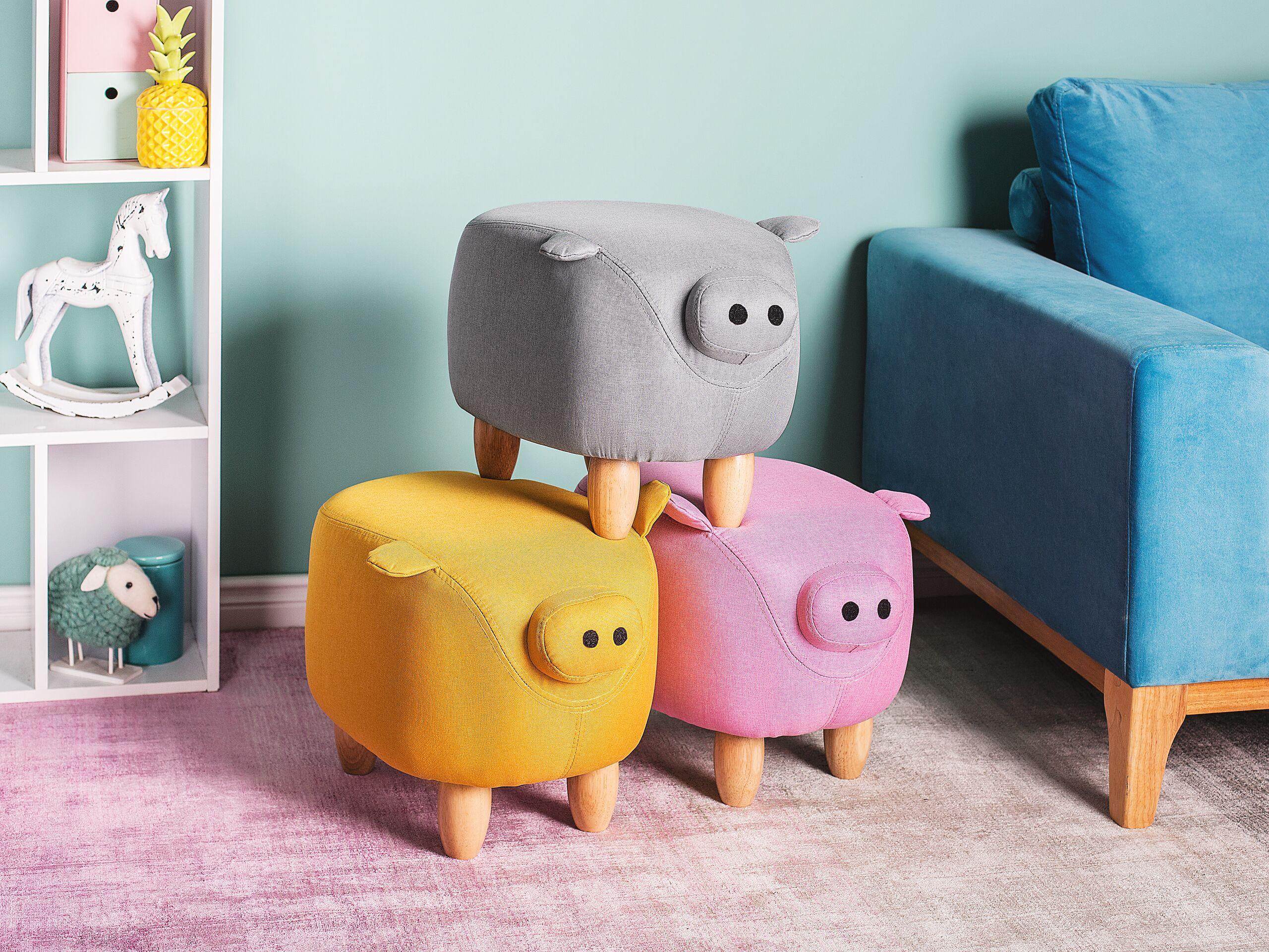 Beliani Tierhocker aus Polyester Modern PIGGY