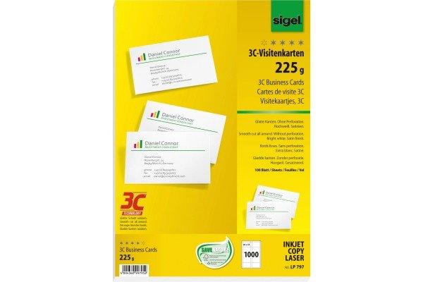 Sigel SIGEL Visitenkarten 85x55mm LP797 weiss, 225g 1000 Stück