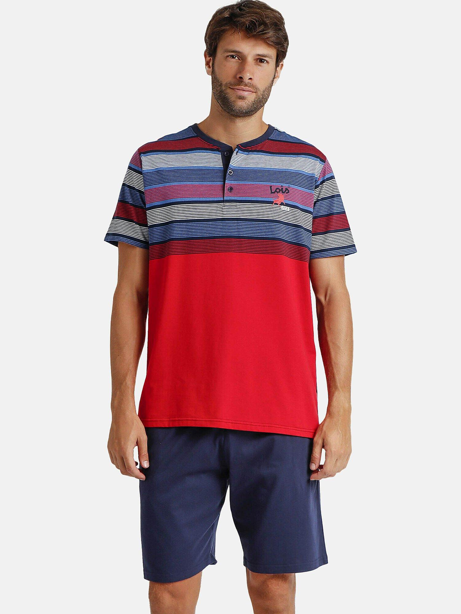 Admas Pyjama Hausanzug Shorts Polo Strings Lois