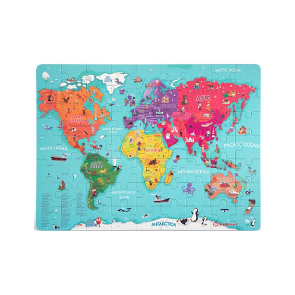 Topbright Holz Puzzle Weltkarte mit Globus 63 Teile 130928