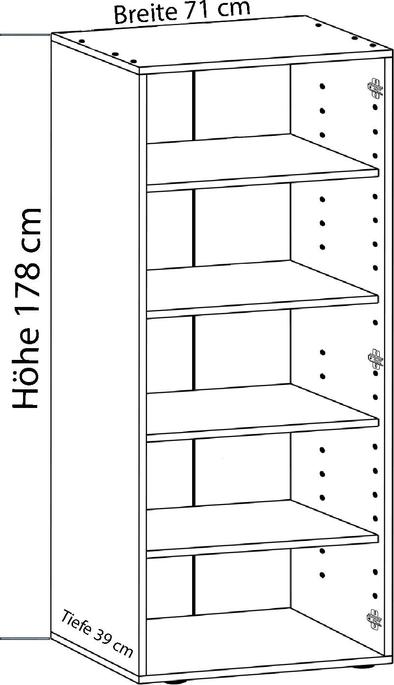 VCM Büroschrank mit 5 Fächern | moderner Aktenschrank mit Drehtüren | Maße ca. B. 70 x H. 178 x T. 40 cm – Vandol