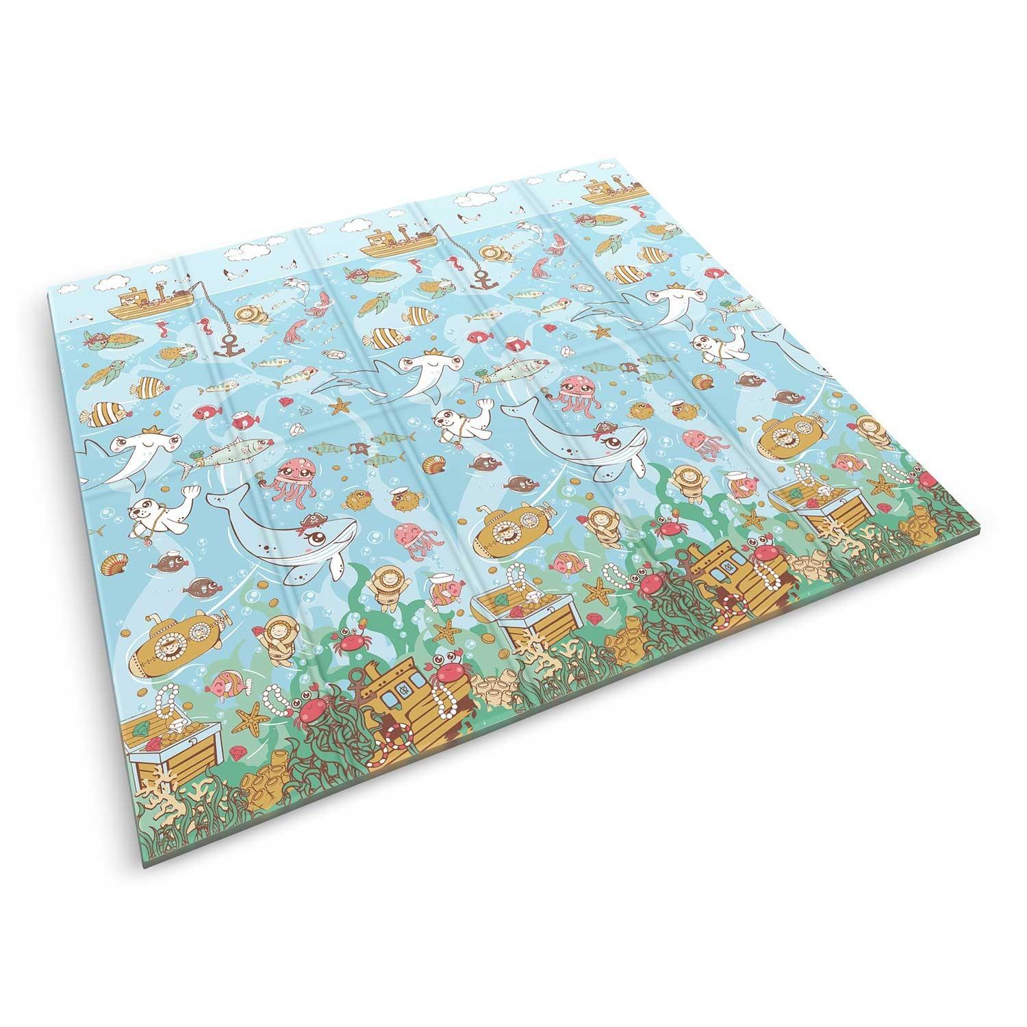 B2X Faltbare Spielmatte 200 x 180 x 1 cm Nukido NK-340 Ocean Safari