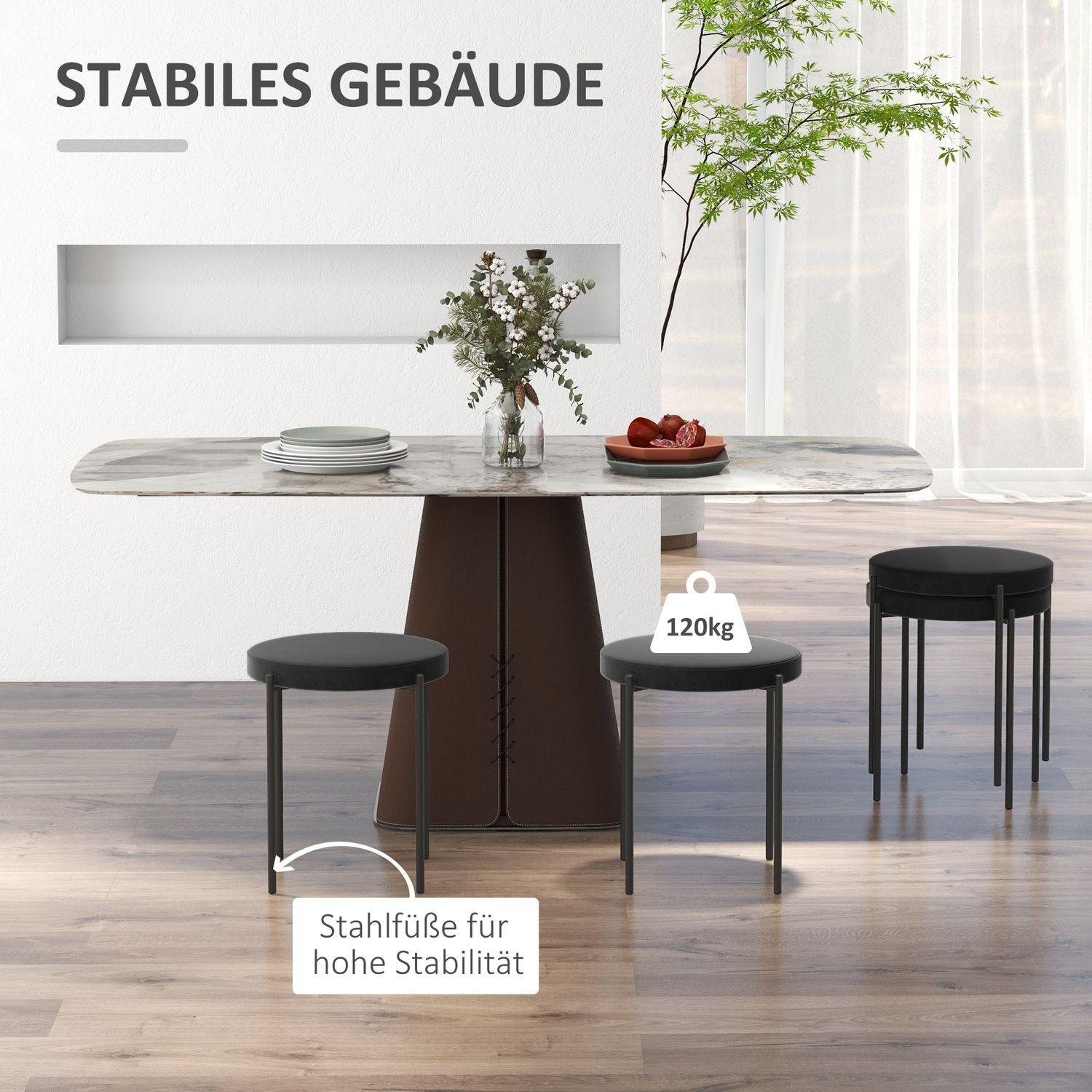 Northio Esszimmerhocker 4Er-Set Stapelbare Thekenhocker Mit Gepolstertem Sitz, Samtbezug, Schwarz, 41,5X41,5X46Cm