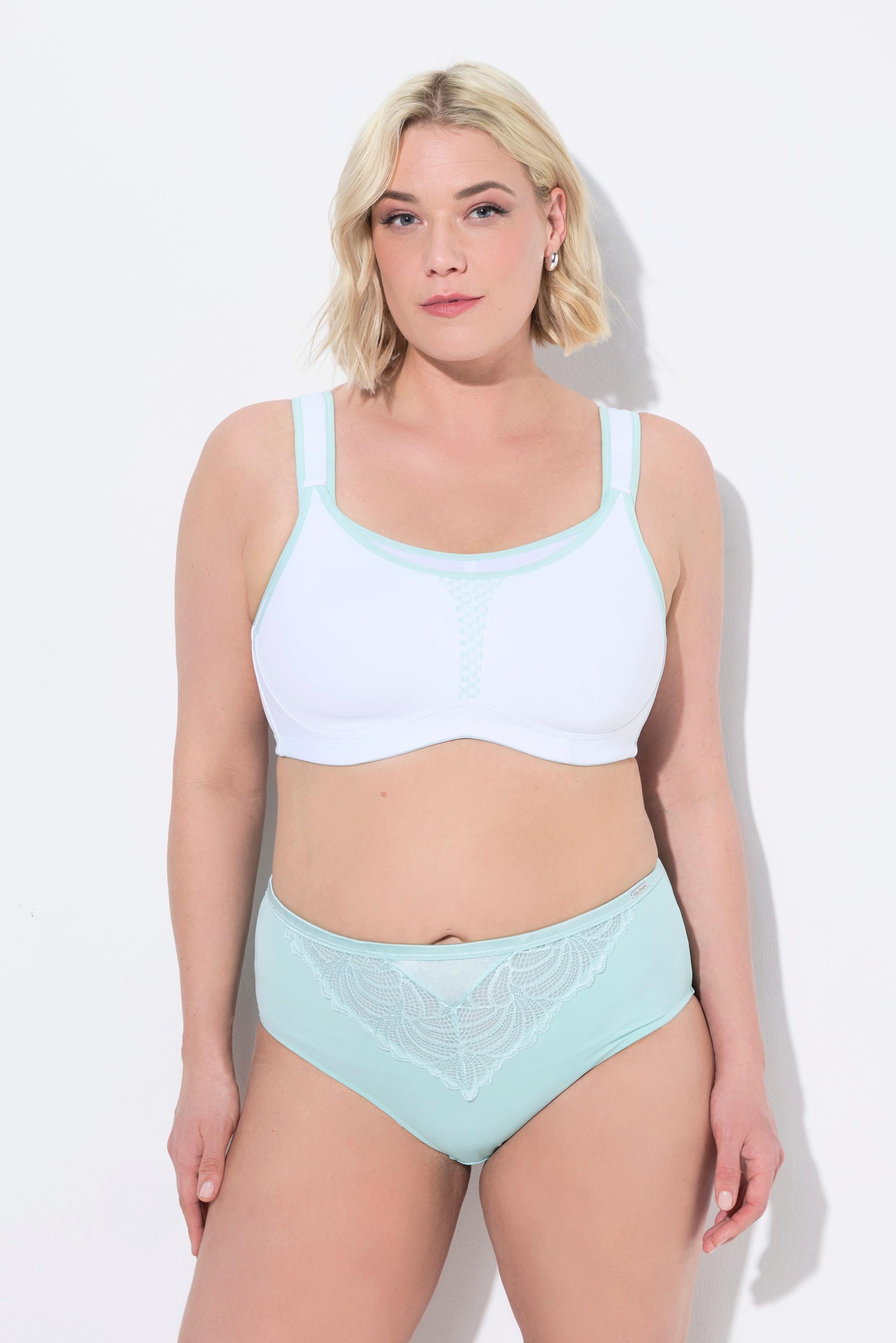 Ulla Popken Sport-BH, ohne Bügel, Mikrofaser, Netz-Einsatz, Cup C-D