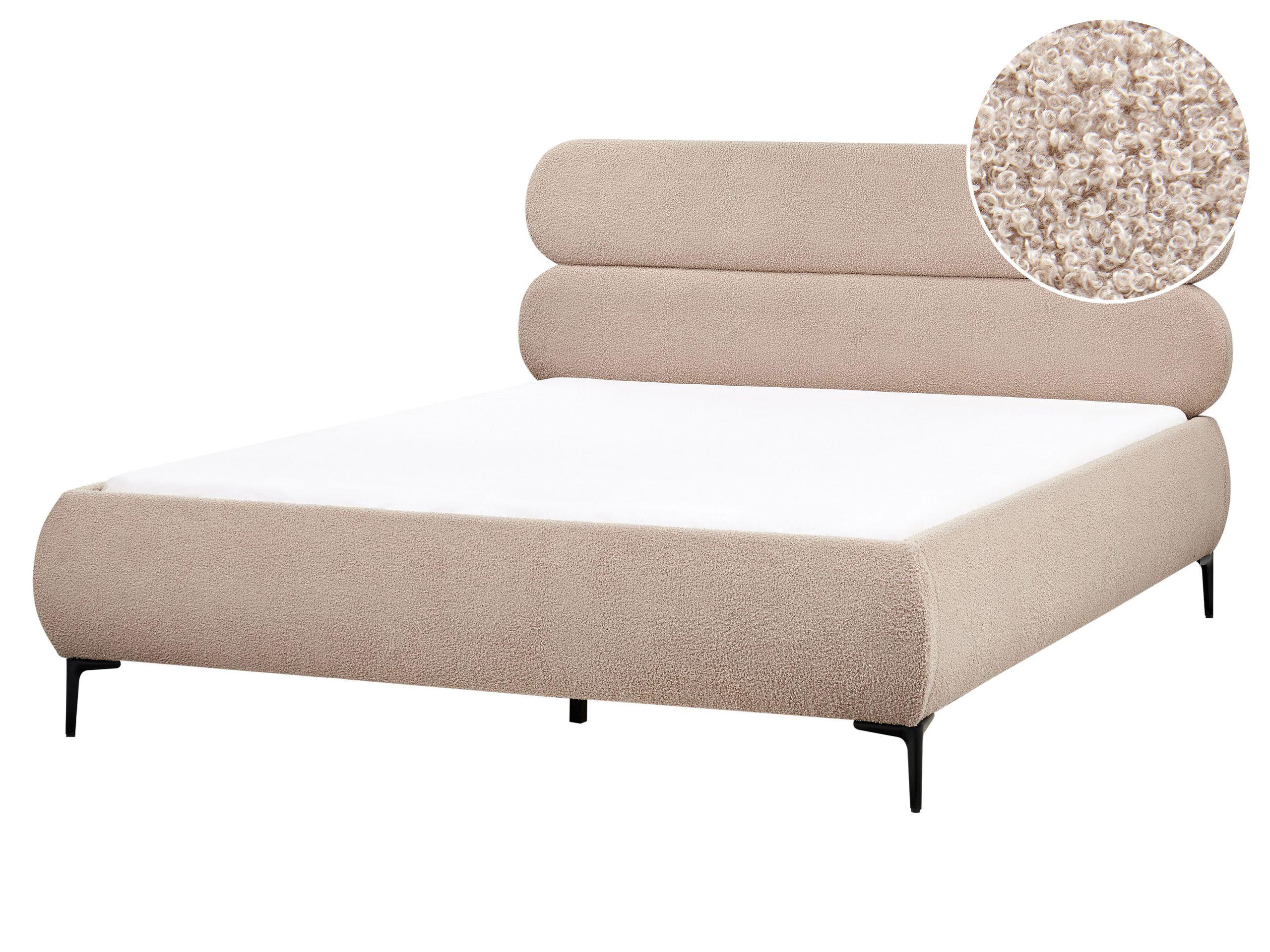 Beliani Bett mit Lattenrost aus Bouclé Minimalistisch LESSAY