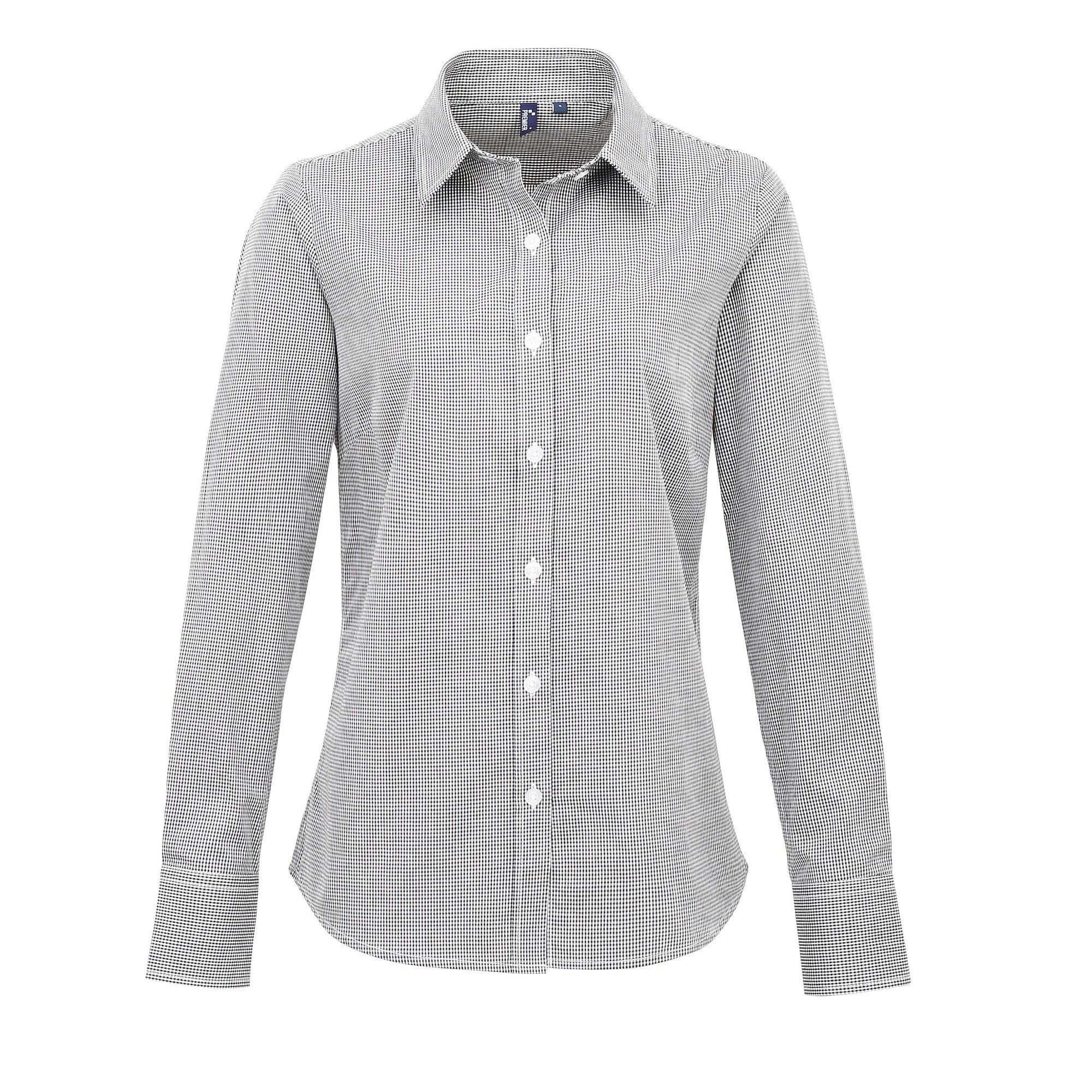 PREMIER Mikro Karo Langarm Bluse