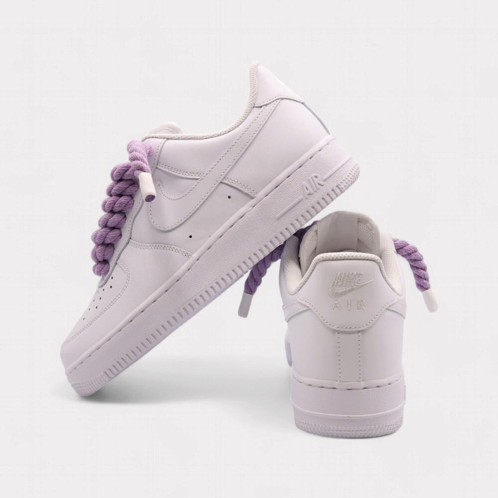 NIKE Air Force 1 White - Rope Lace Light Violet