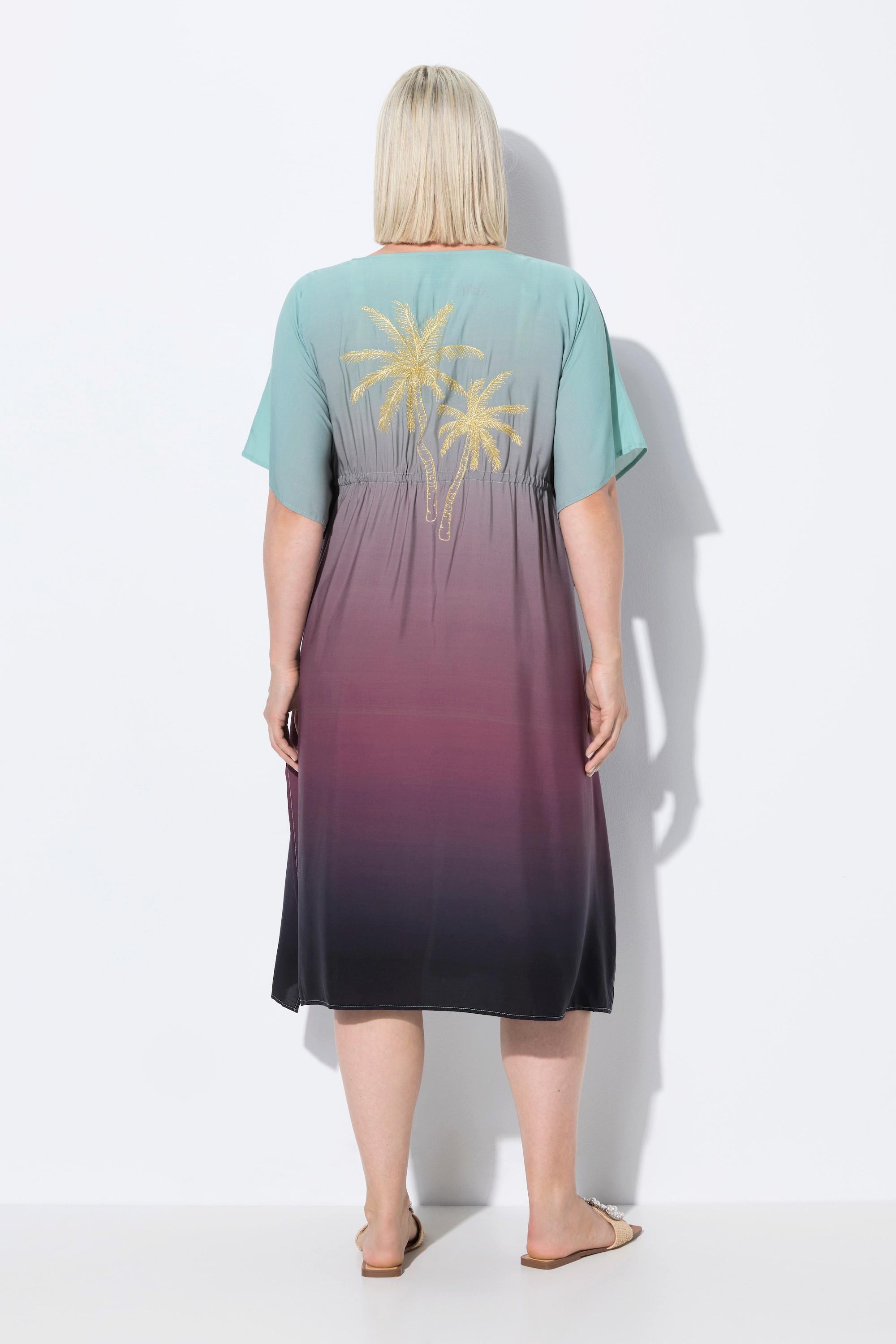 Ulla Popken Kaftan Farbverlauf Palmen V-Ausschnitt Halbarm