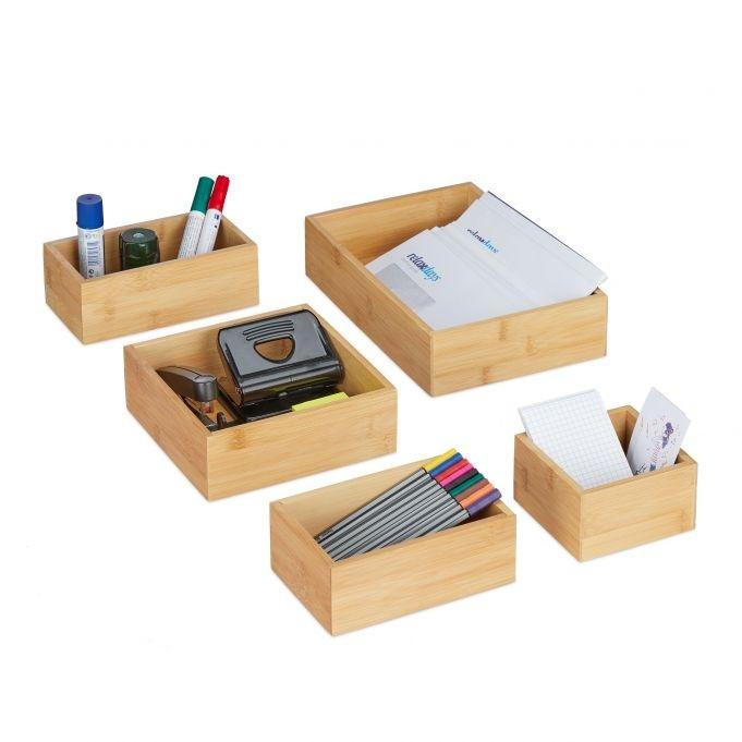 B2X Set mit 5 Aufbewahrungsboxen aus Bambus