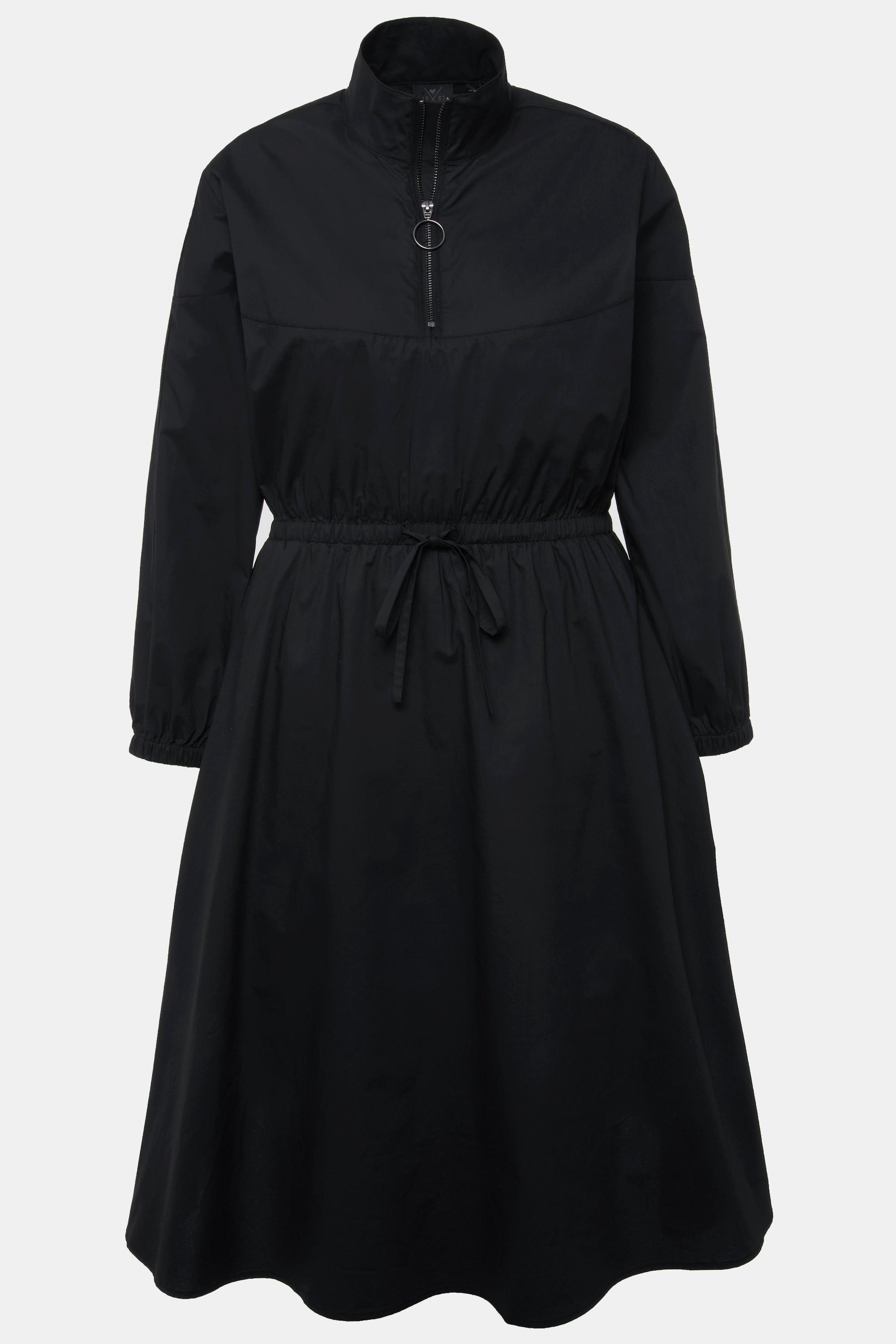 Ulla Popken Utility A-Linie Papertouch Stehkragen Langarm Kleid