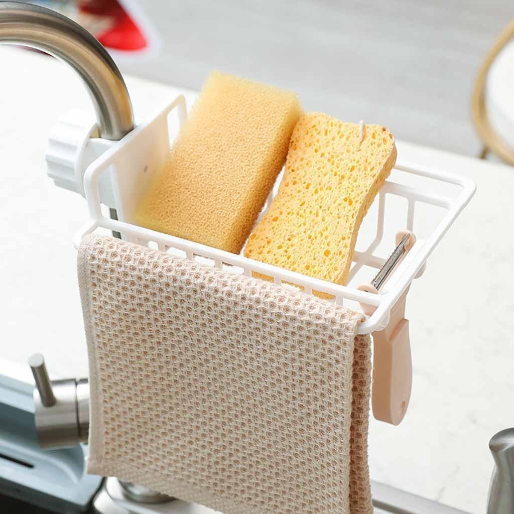 eStore Verstellbarer Korb für Dusche und Küche - Weiß