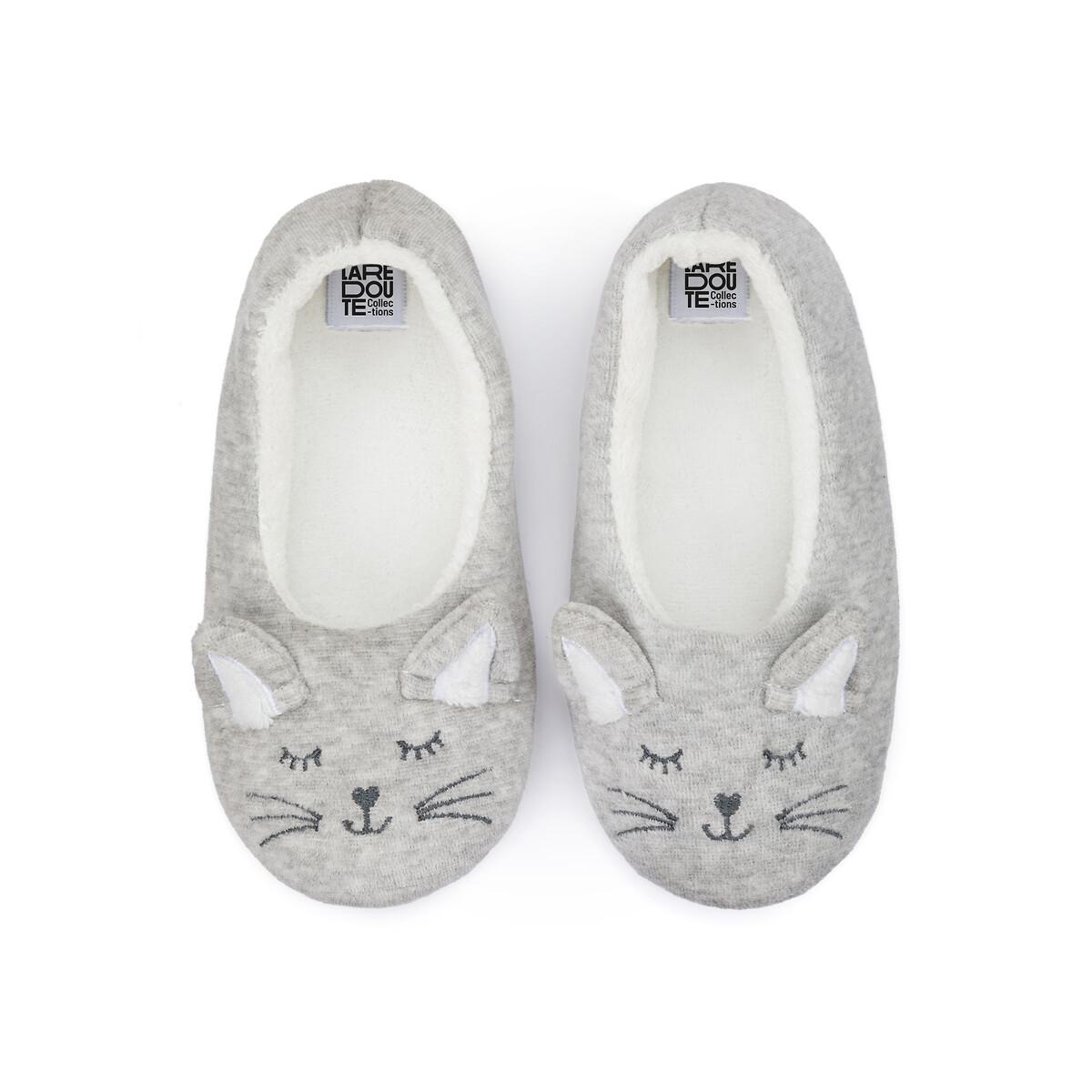La Redoute Collections Warme Hausschuhe mit Katzenmotiv