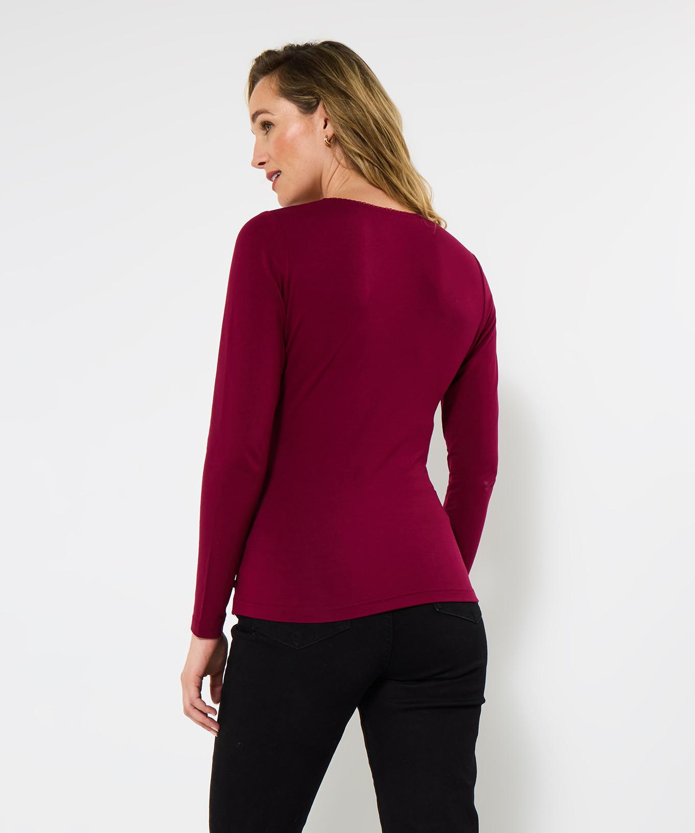 Joe Browns Jersey-Top mit Knopfdetails im Wickelstil