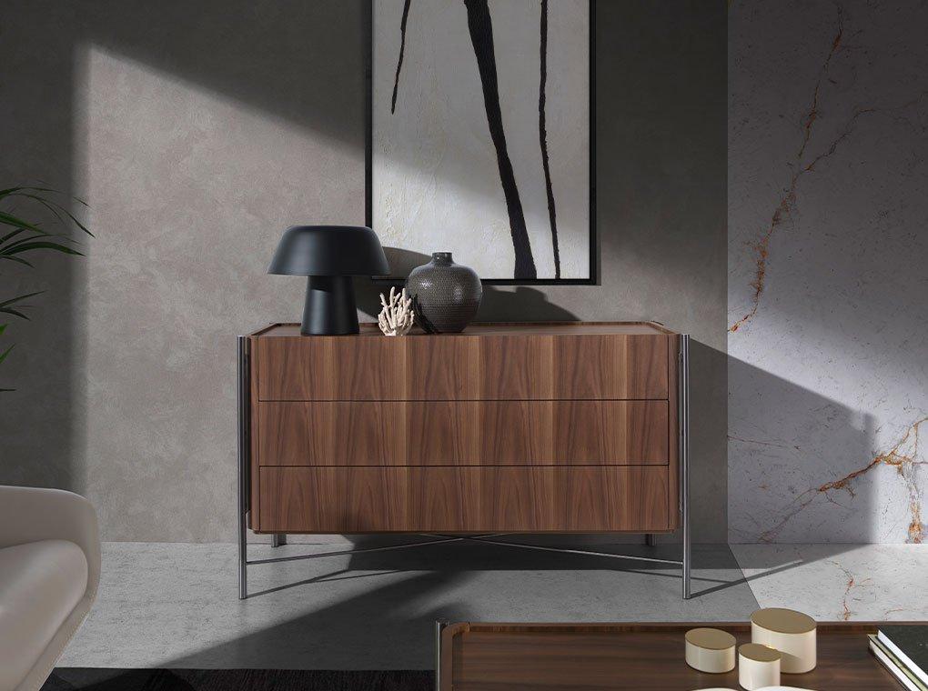 ANGEL CERDA Kommode in Walnuss und Stahl