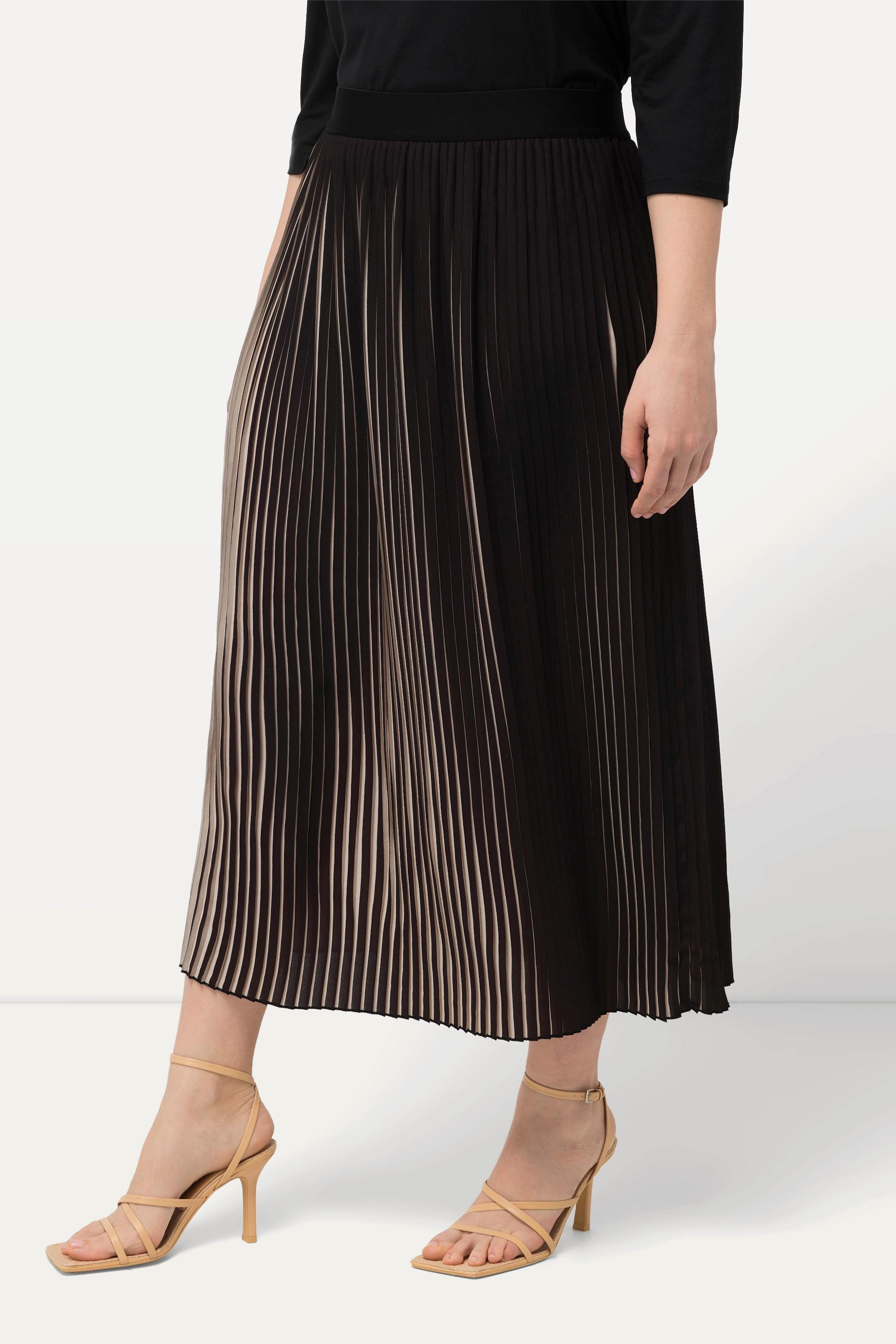 Ulla Popken Plisseerock, zweifarbig, Elastikbund