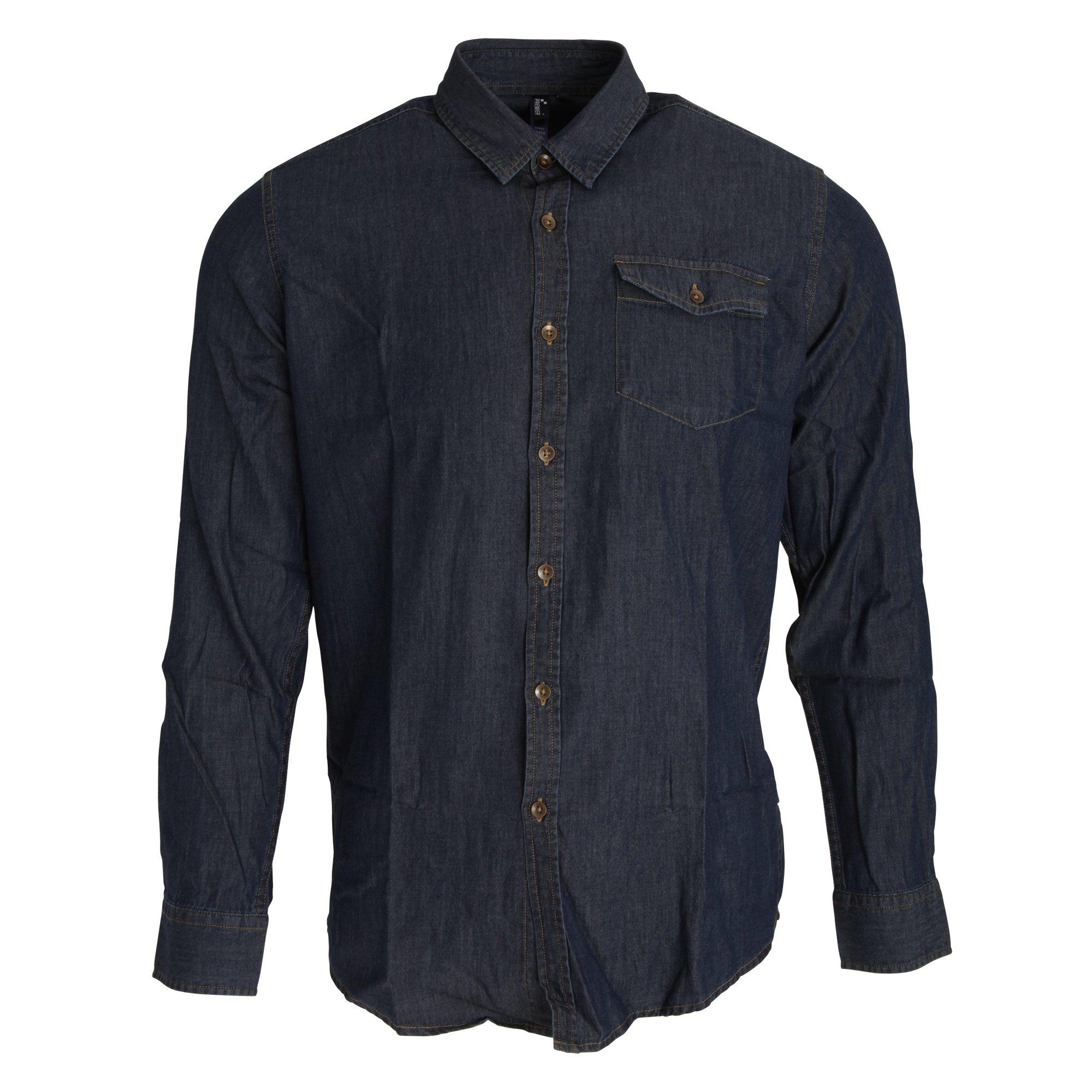 PREMIER Langarm Denim Hemd mit Kontrastnaht
