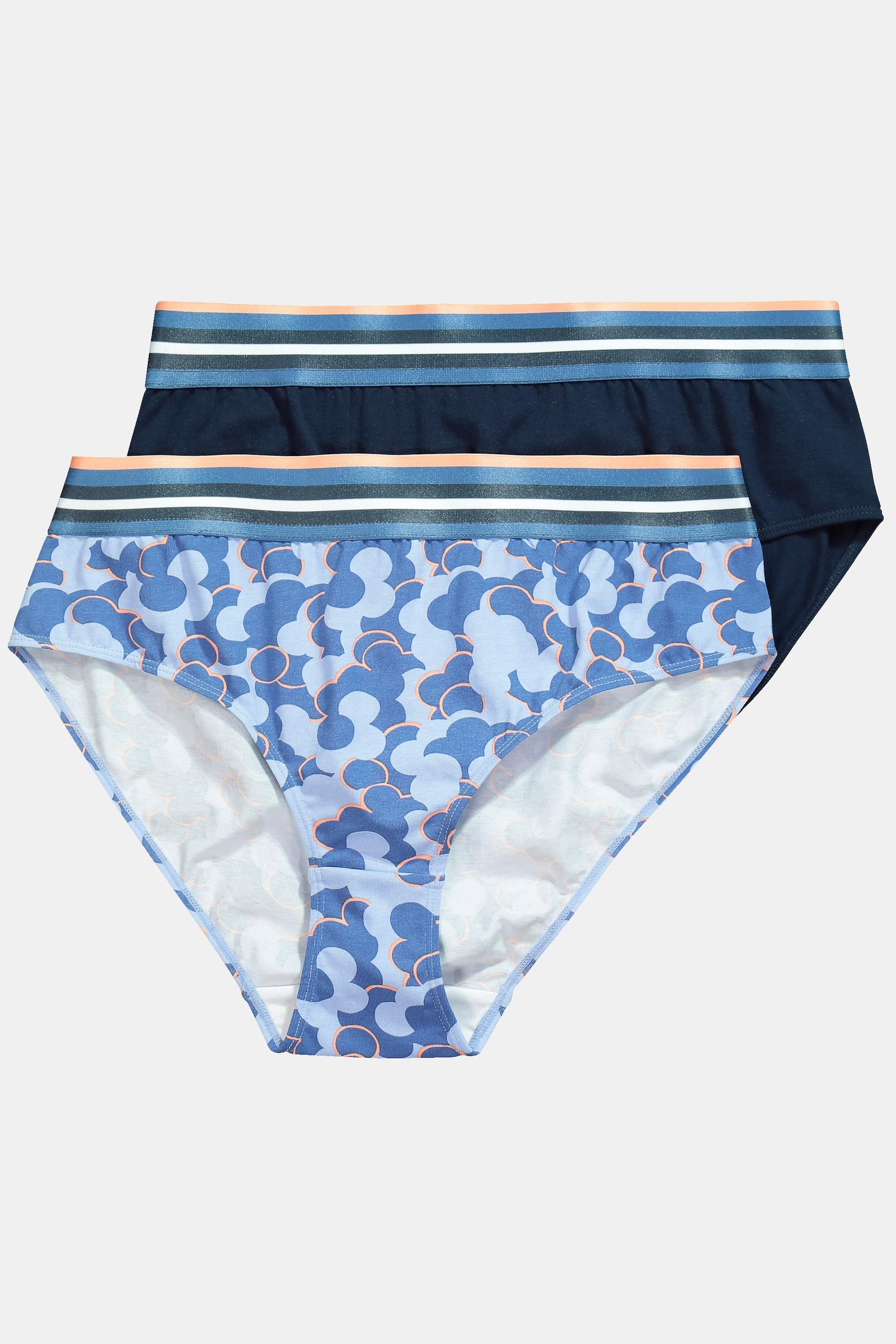 Ulla Popken Midislips, 2er-Pack, Rippjersey, Muster/uni