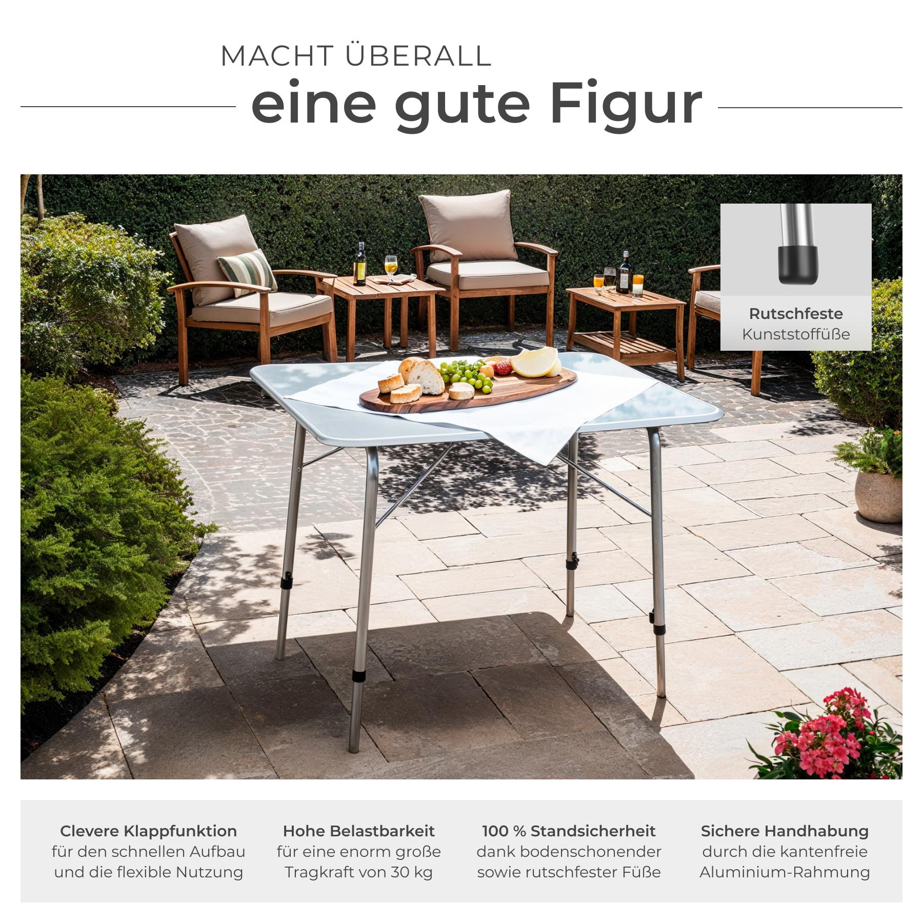 Tectake Camping Klapptisch höhenverstellbar 80x60x68cm