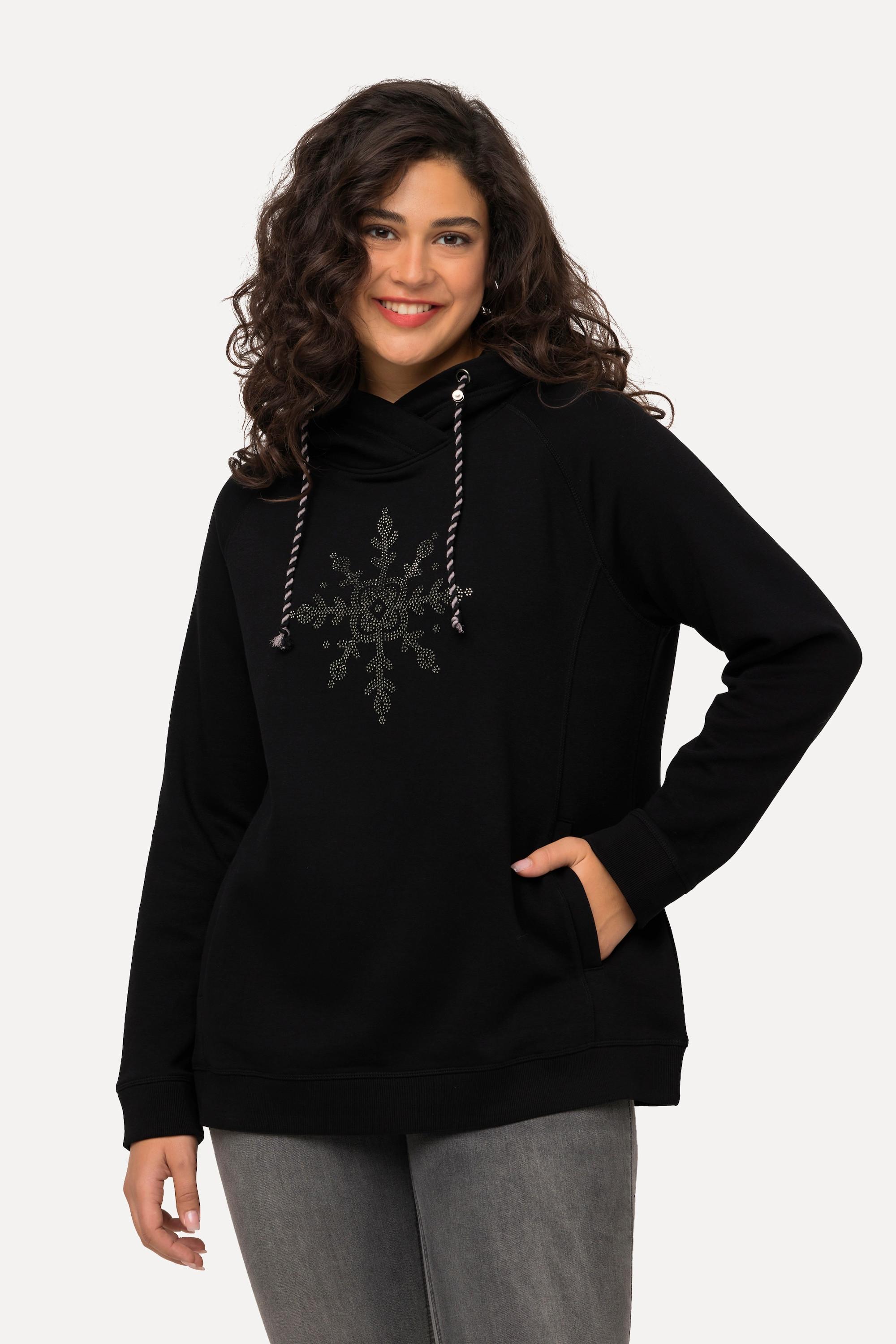 Ulla Popken Sweatshirt, Eisstern, Stehkragen, Taschen, Langarm
