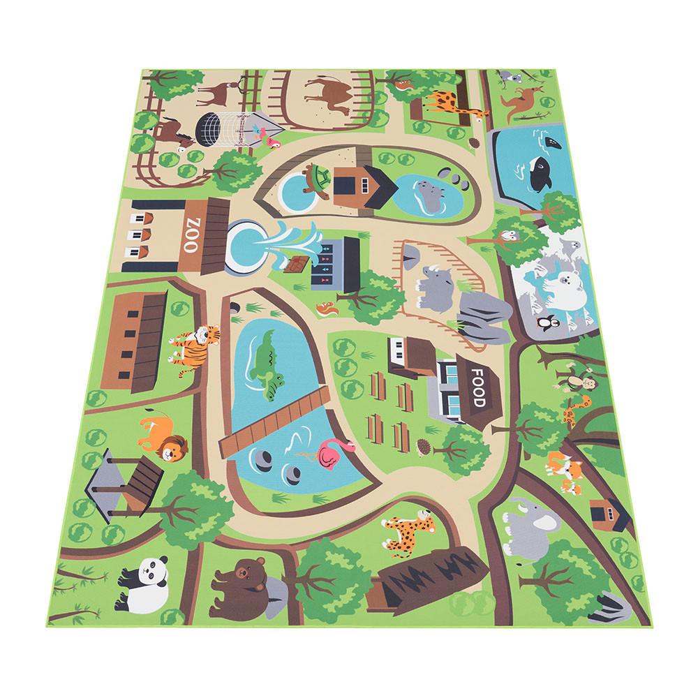 Paco Home Spielteppich Zoo Motiv Kinderzimmer