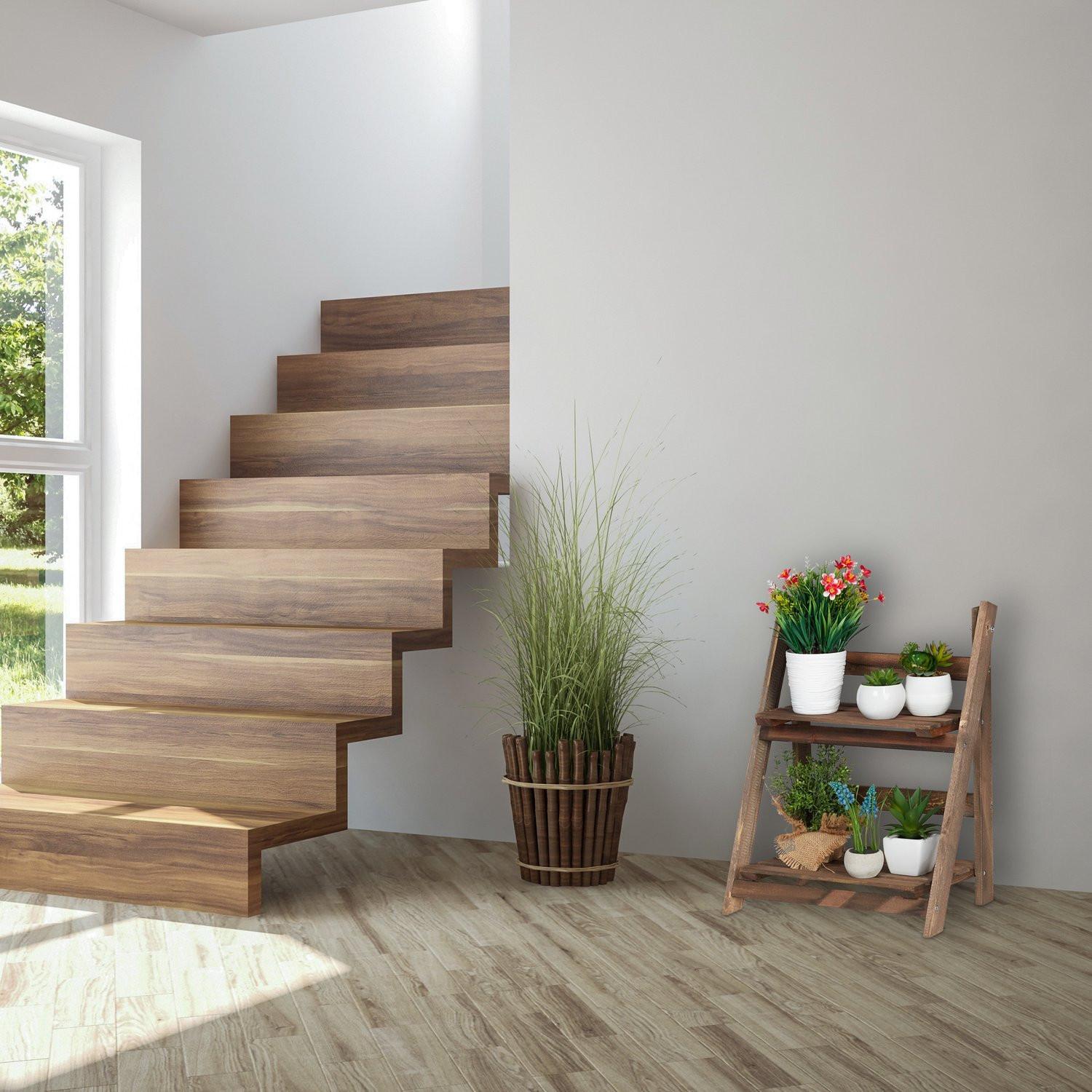 B2X Blumentreppe Holz dunkelbraun