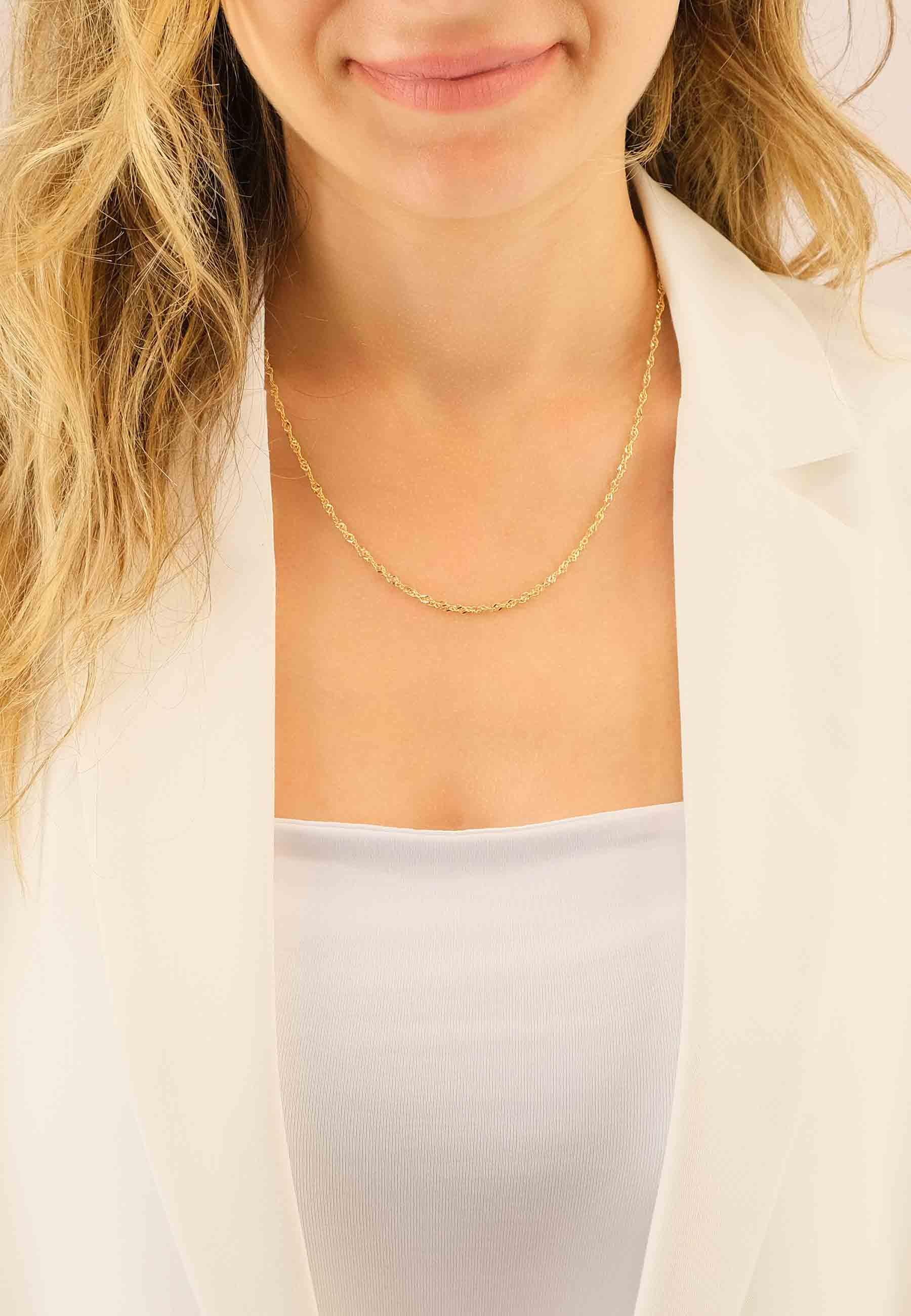 MUAU Schmuck Collier Singapur Gelbgold 750, 2.4mm, 45cm