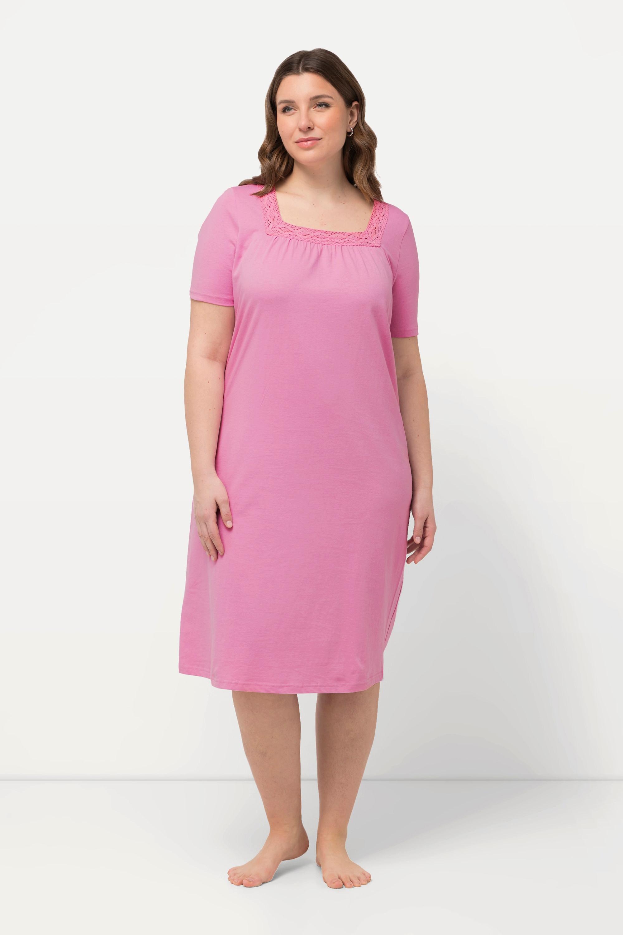 Ulla Popken Nachthemd, Spitze, Carree-Ausschnitt, Halbarm