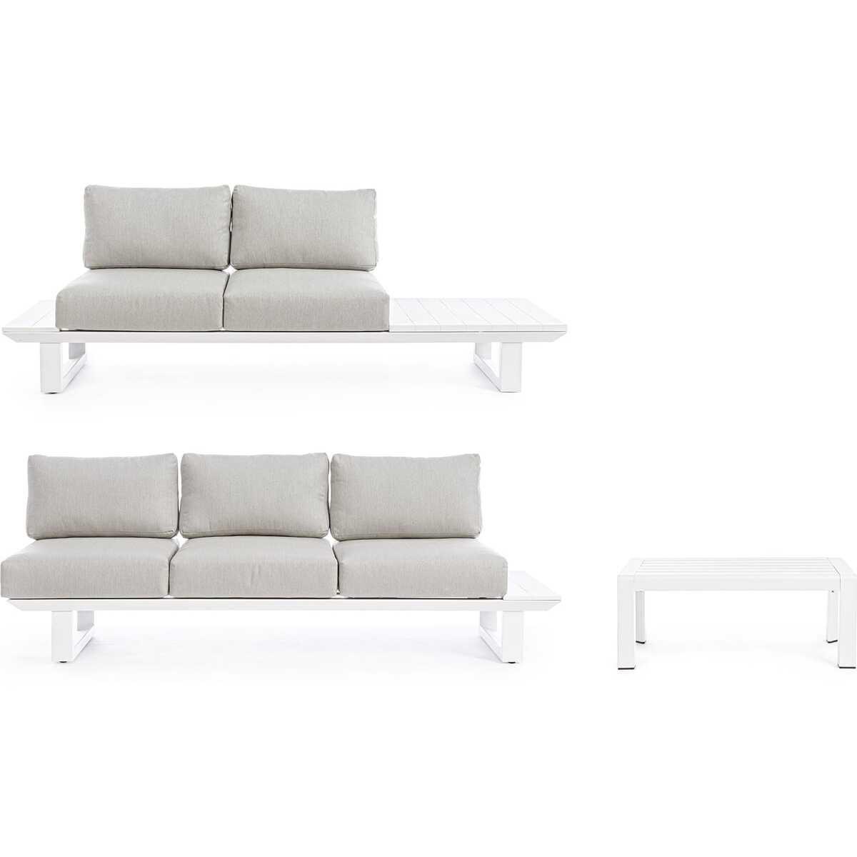 mutoni Garten Ecksitzgruppe Konnor mit Kissen weiss