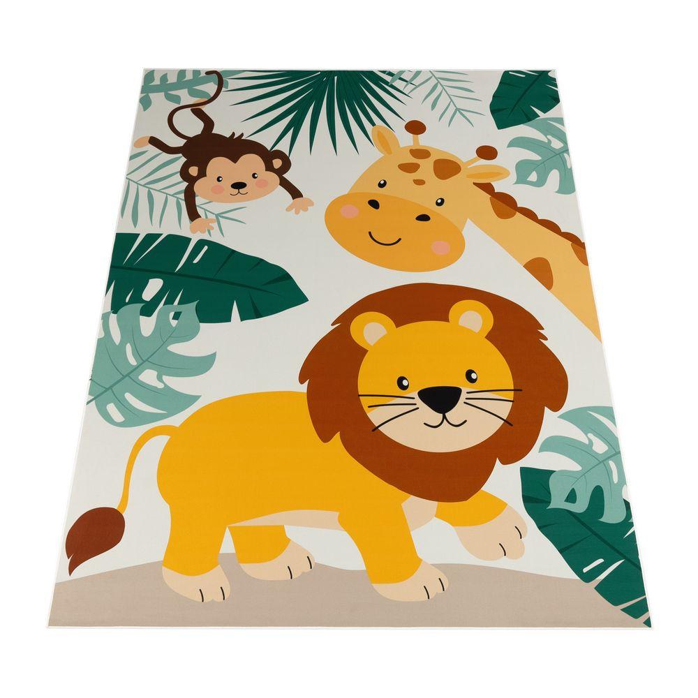 Paco Home Kinderteppich Kinderzimmer Zoo Tiere Rutschfest