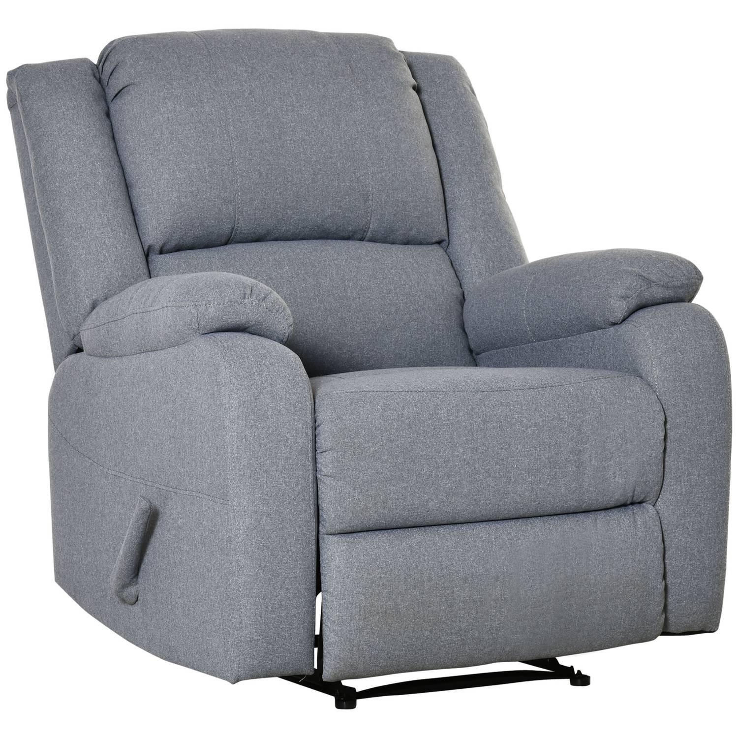 Northio Sessel Relaxsessel Fernsehsessel Mit Liegefunktion Seitentasche Leinenartiges Polyester Grau 90 X 96 X 98 Cm