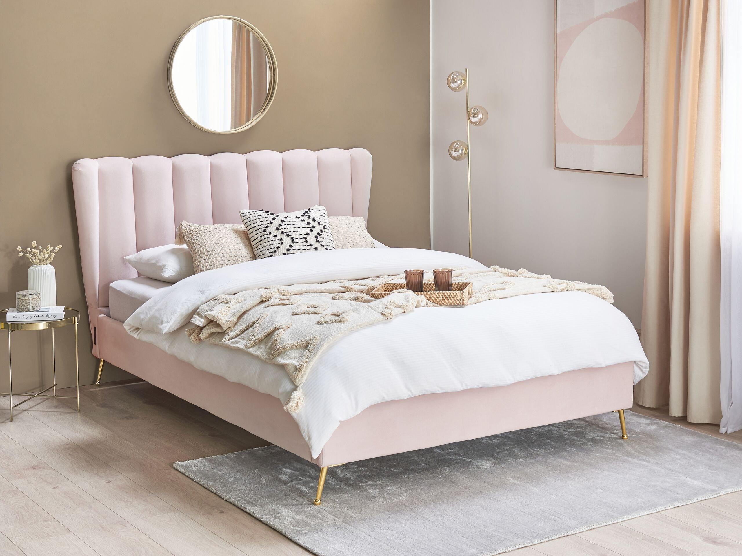 Beliani Bett mit Lattenrost aus Samtstoff Modern MIRIBEL