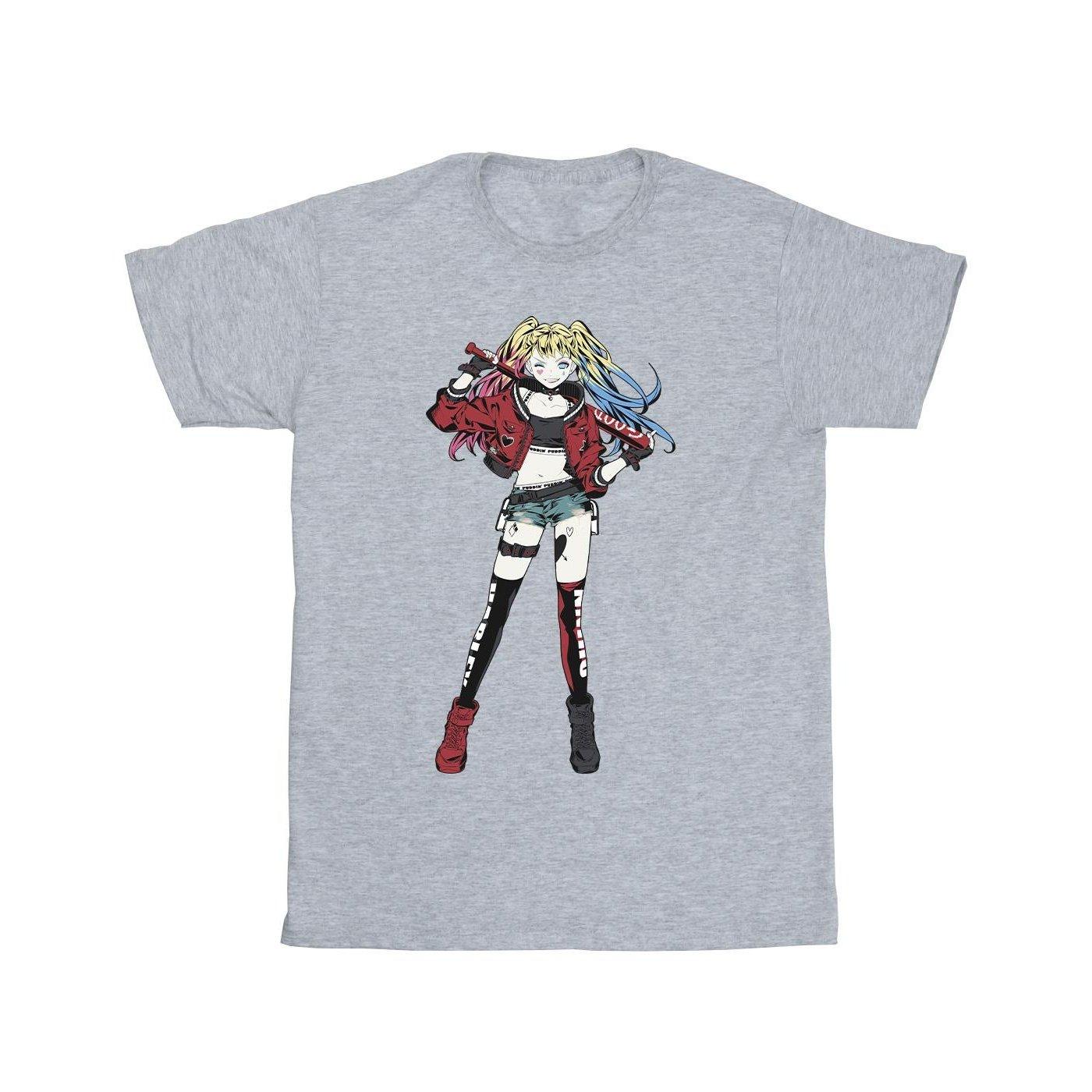 DC COMICS Harley Quinn Anime Style Grafik Print T-Shirt