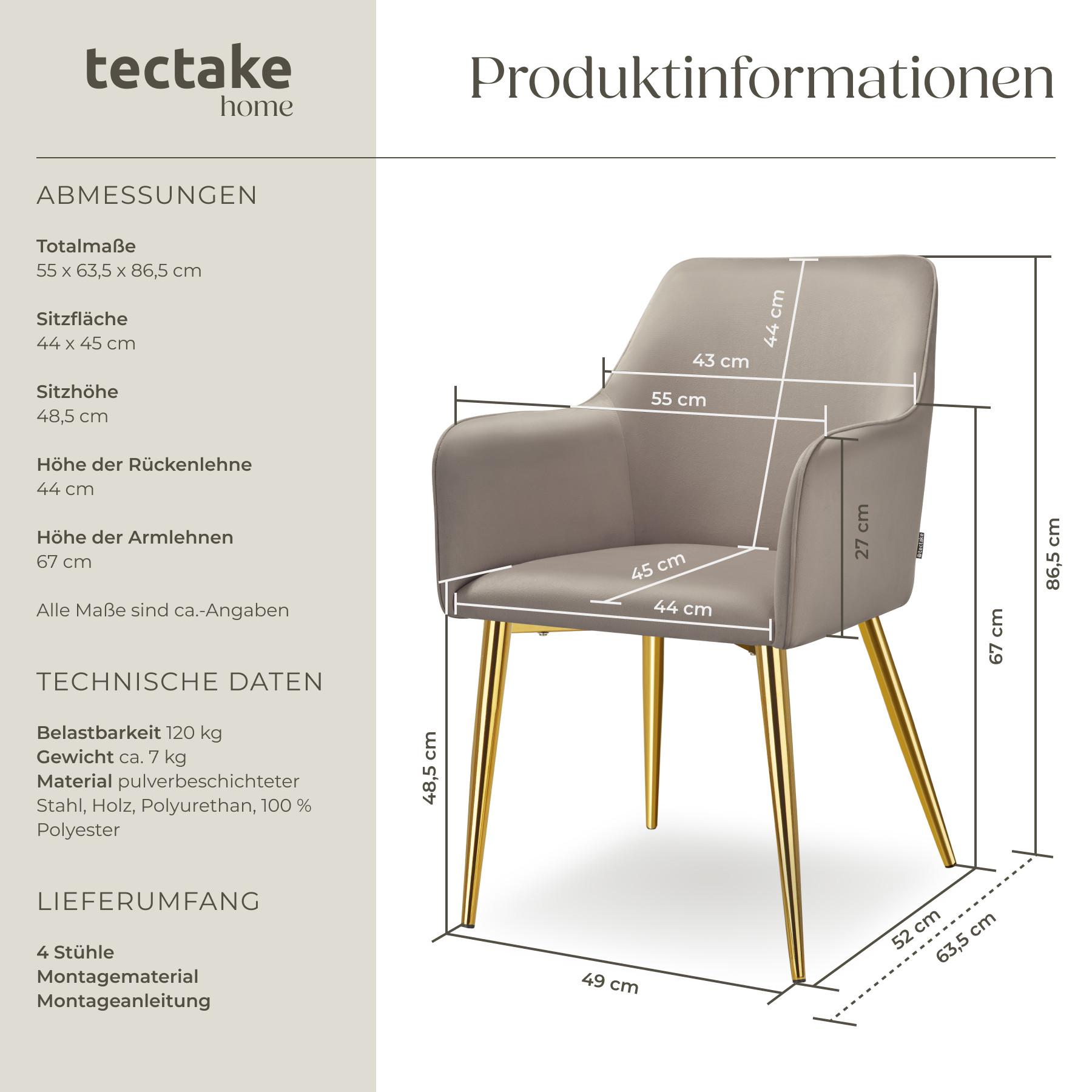 Tectake Armlehnstuhl Avane, Samtoptik, gepolstert