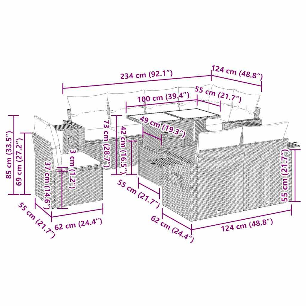VidaXL Gartensofa set poly-rattan