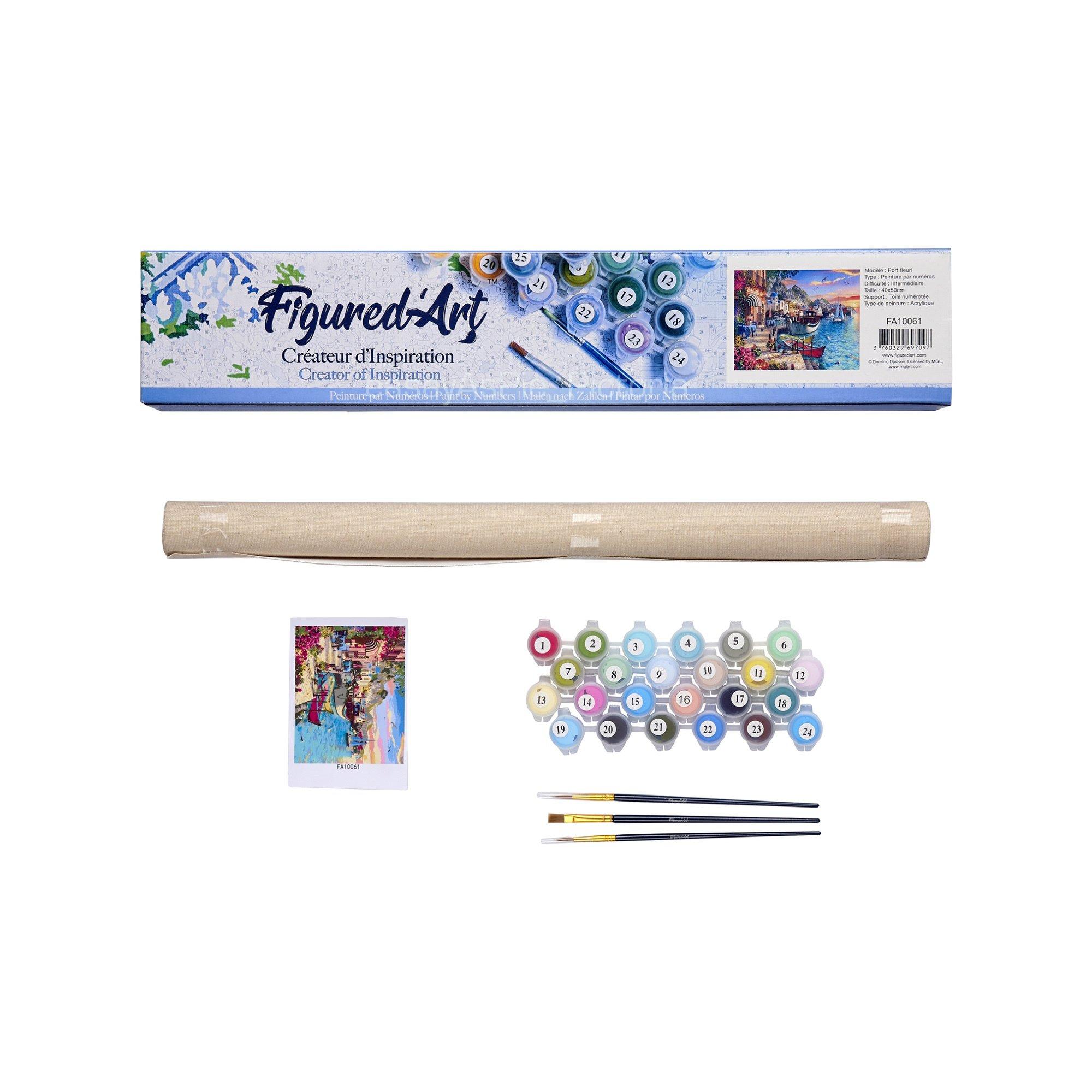 Figured'Art Malen nach Zahlen Sonnenblumenfeld mit Oldtimer