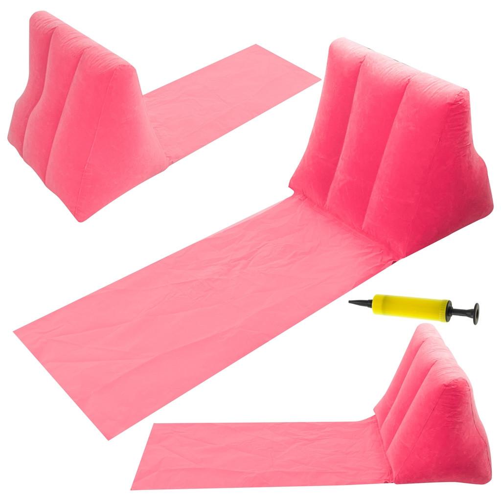 Pricenet Strandmattenliege mit Rückenlehne aufblasbar rosa