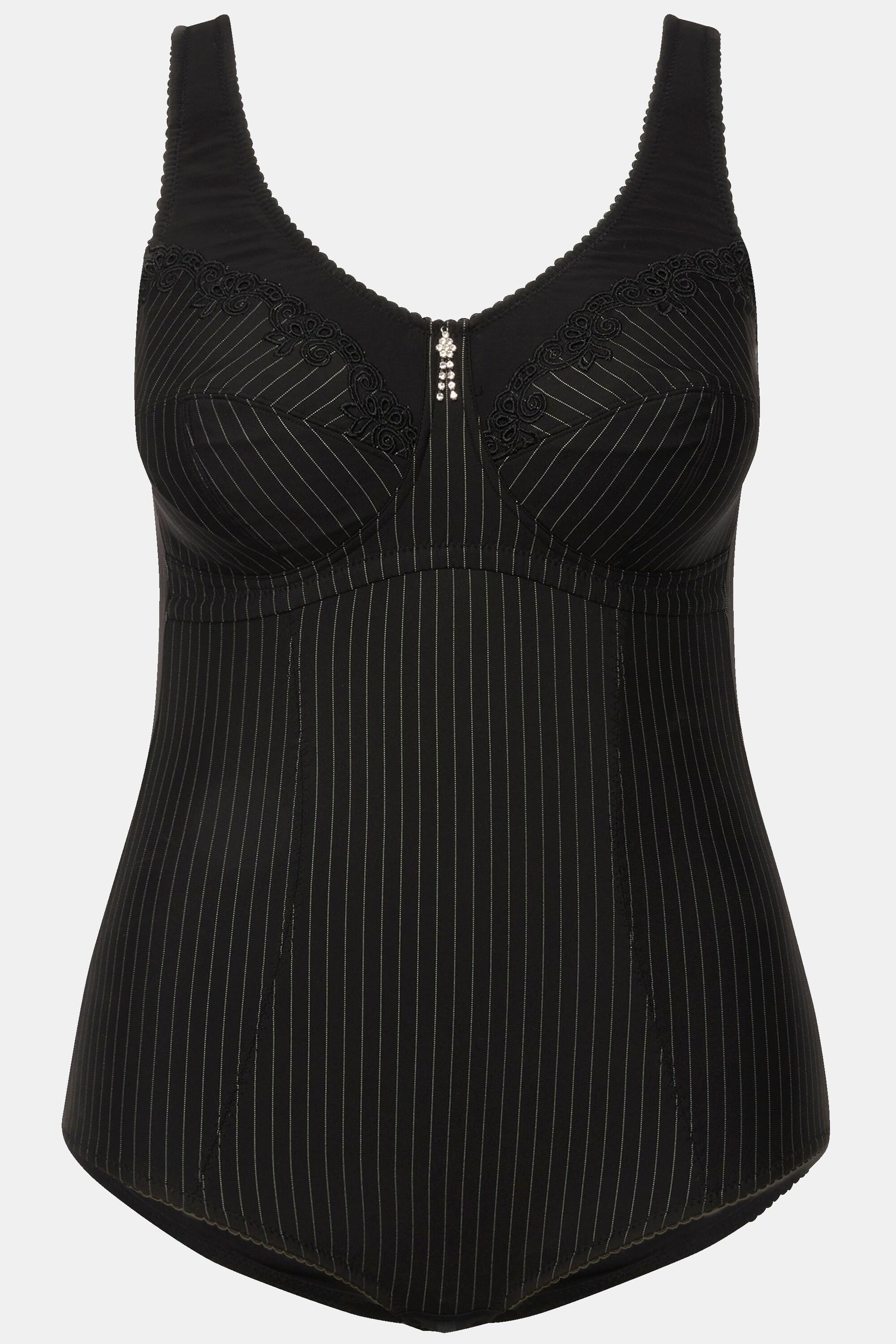 Ulla Popken Shaping-Body, Nadelstreifen, ohne BH tragbar