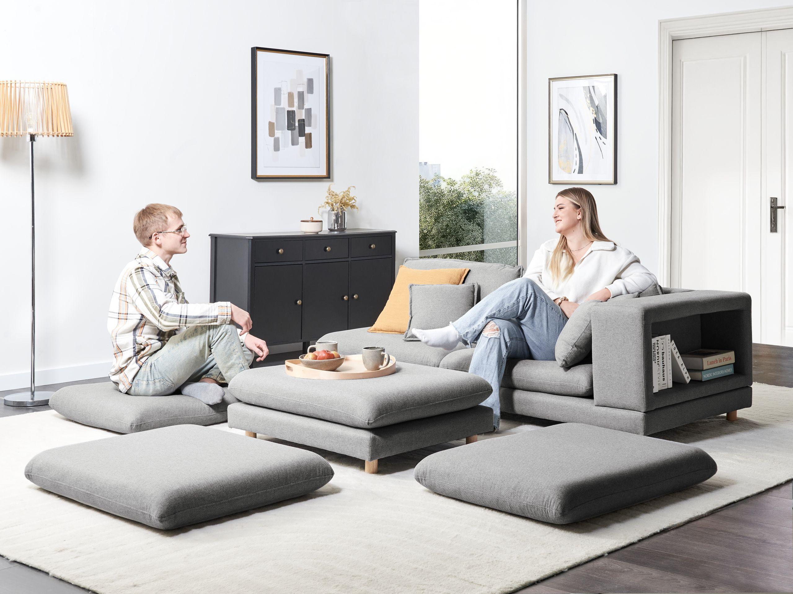 Beliani 2-Sitzer Sofa mit Ottomane aus Polyester Modern HEDEN