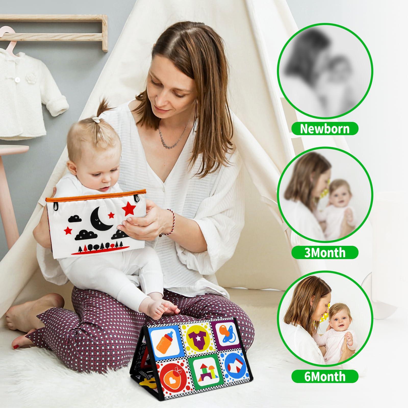 Activity-board Kinderspiegelspielzeug mit kontrastierendem Muster, Baby-Lernspielzeug mit Stoffbuch
