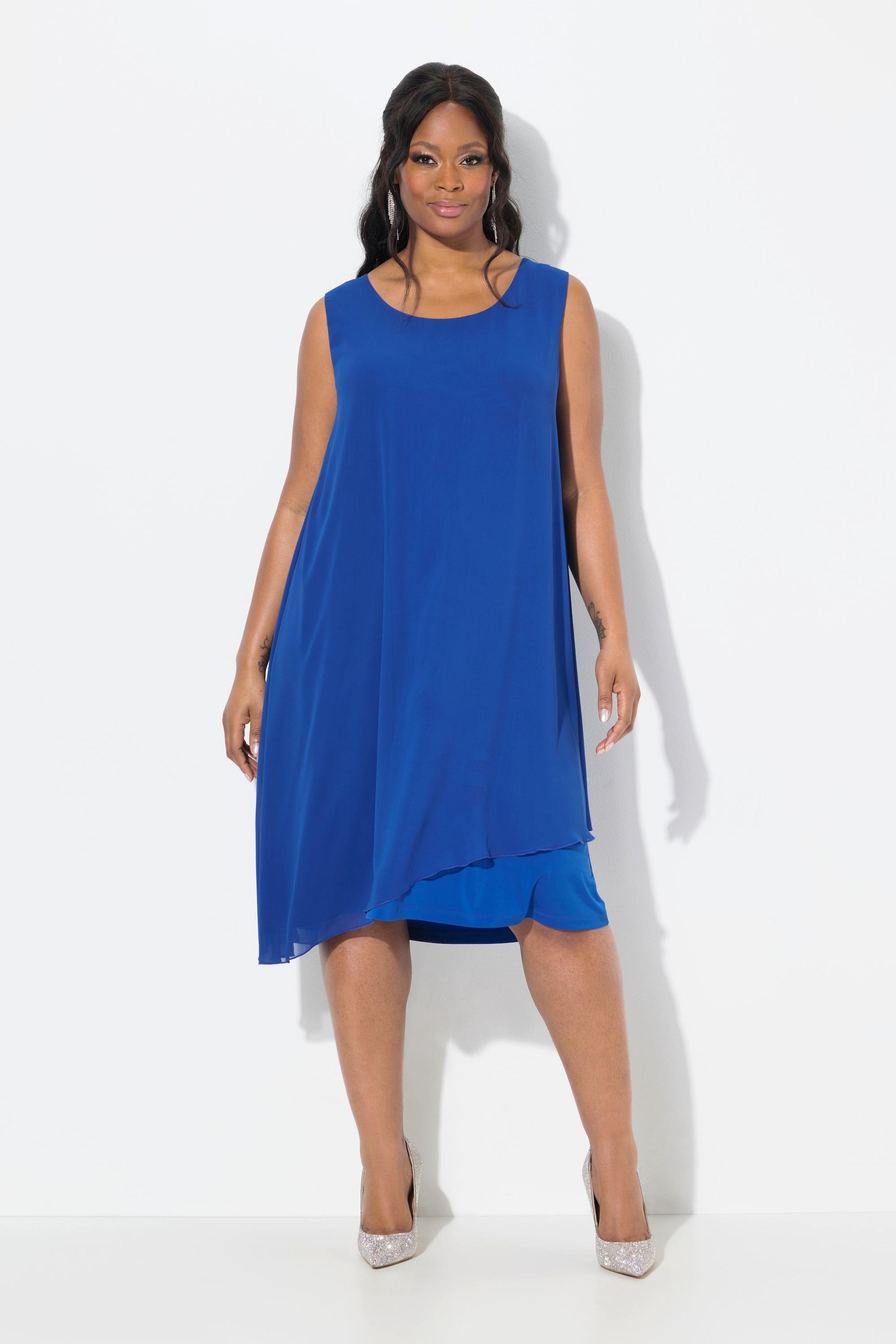 Ulla Popken Doppellagiges A-Linien Kleid ärmellos Rundhals