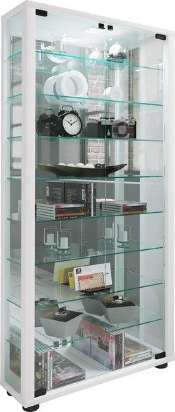 VCM Holz Glas Vitrine Sammel Glasvitrine Schaukasten Standvitrine Lumo Maxi Spiegel, ohne LED Beleuchtung
