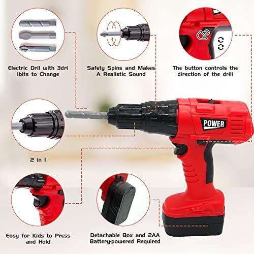 Activity-board 48 Stück Arbeitswerkzeuge Spielzeug Kinder Bauklötze Werkzeugkasten mit Bohrer Imitation Lernspiel