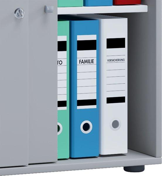 VCM Büroschrank mit 2 Fächern | moderner Aktenschrank mit Schiebetüren | Maße ca. B. 70 x H. 73 x T. 37 cm – Lona 2-Fach