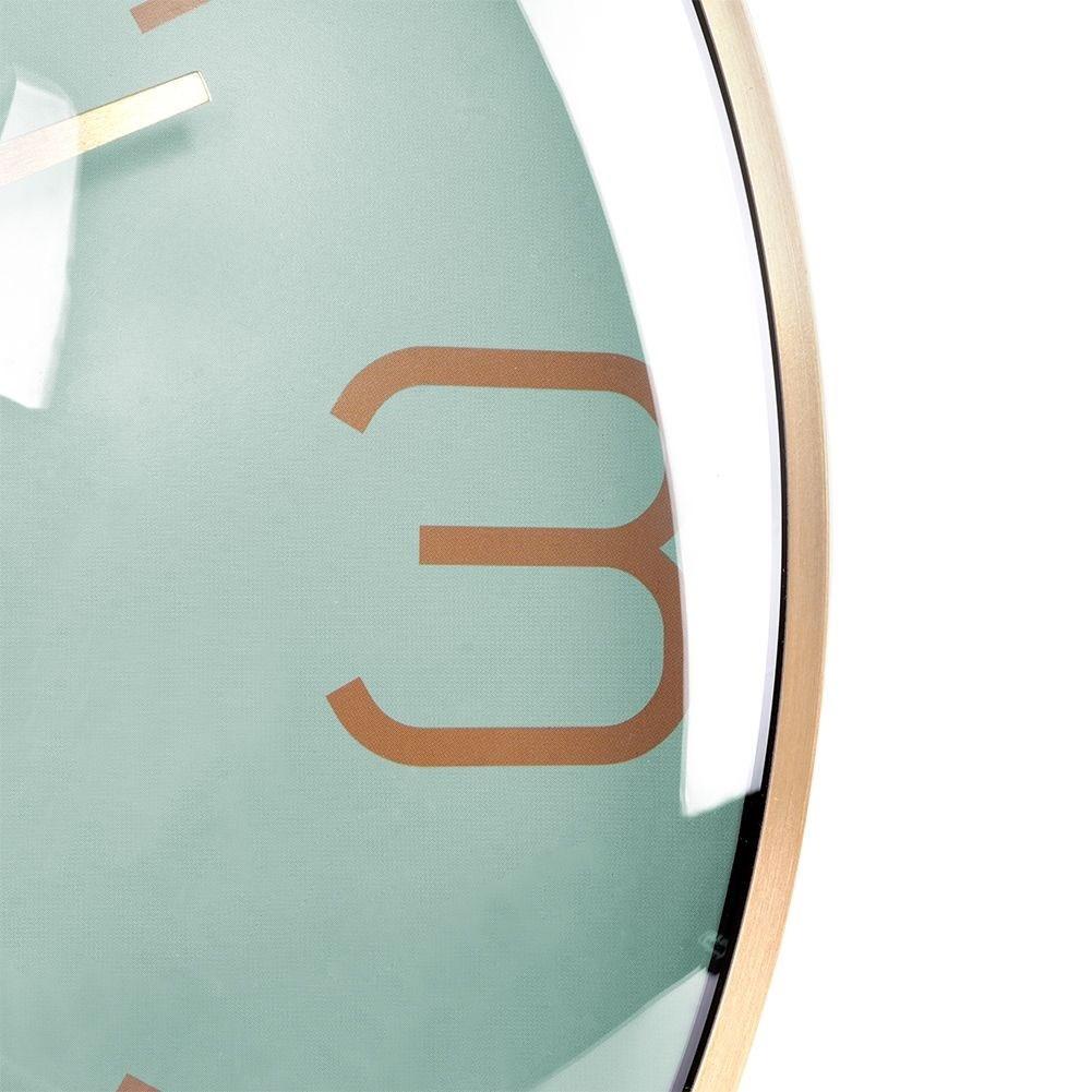 B2X Klassische Wanduhr 30 cm mit goldenen Zeigern und mintfarbenem Zifferblatt