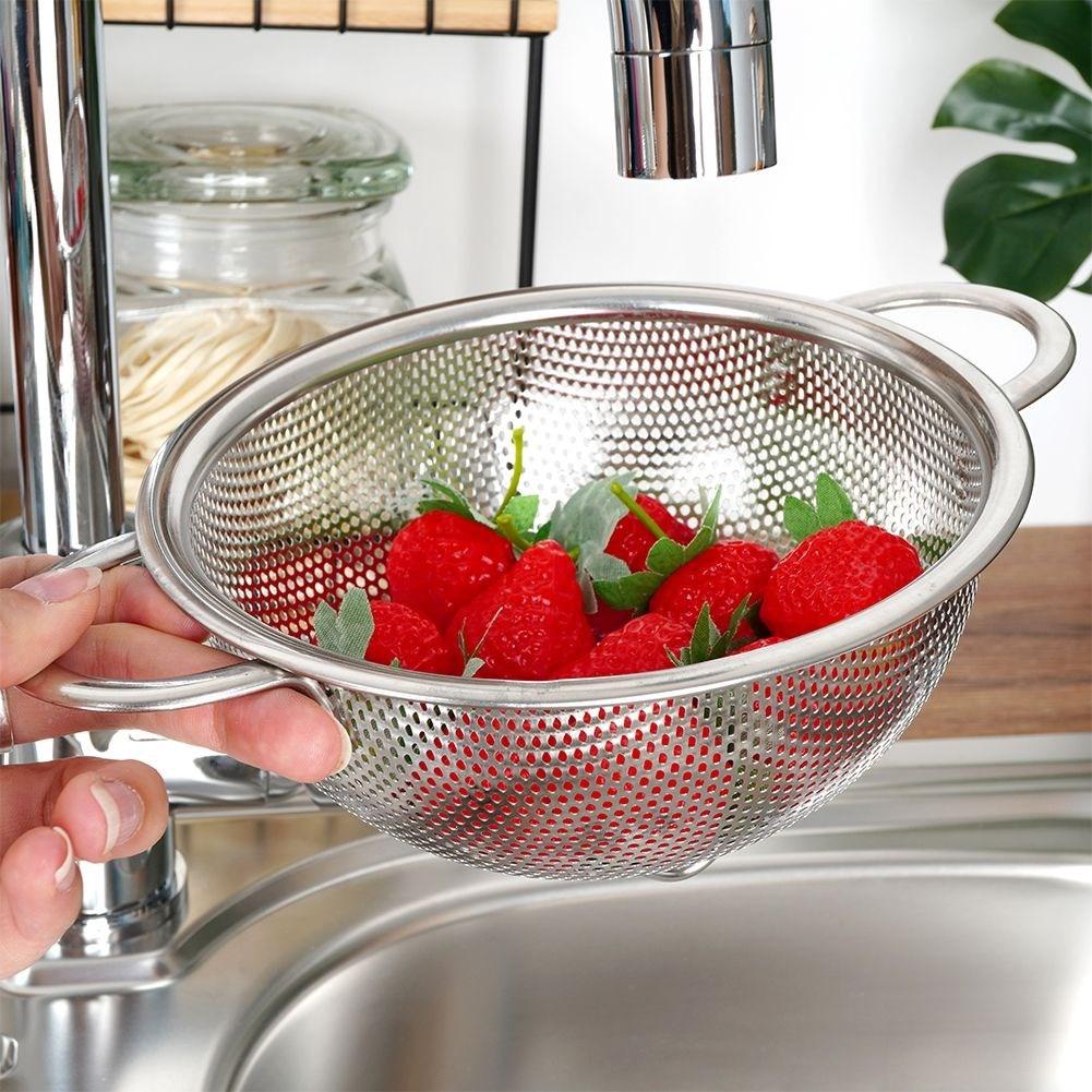 Orion Universal-Küchensieb aus Edelstahl mit Griff und Standfüßen